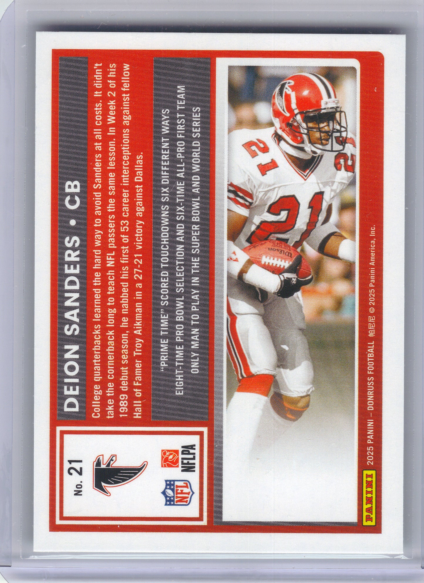 2025 Donruss #21 Deion Sanders Press Proofs Green Atlanta Falcons