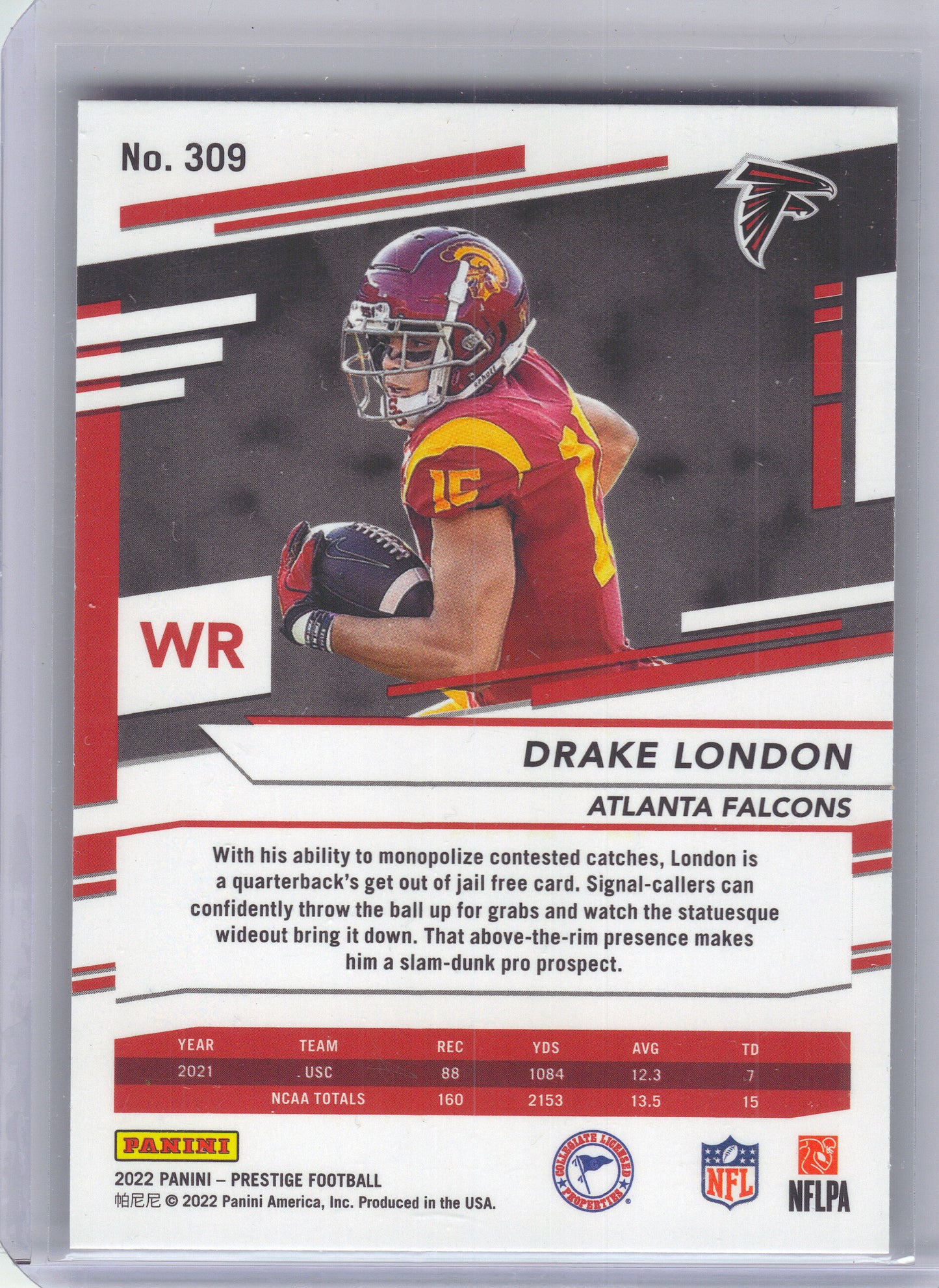 2022 Panini Prestige #309 Drake London Xtra Points Astral Atlanta Falcons Rookie
