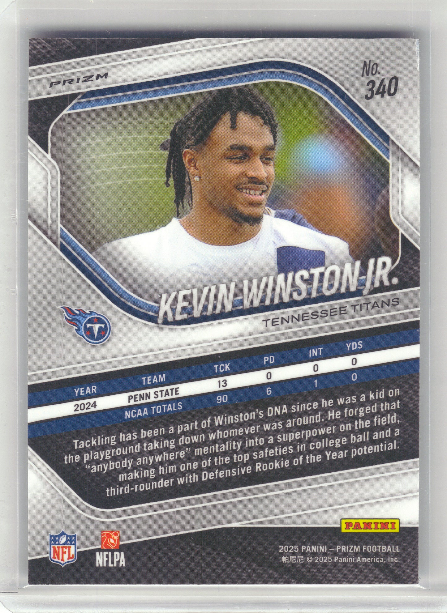 2025 Panini Prizm #340 Kevin Winston Jr. Silver Tennessee Titans