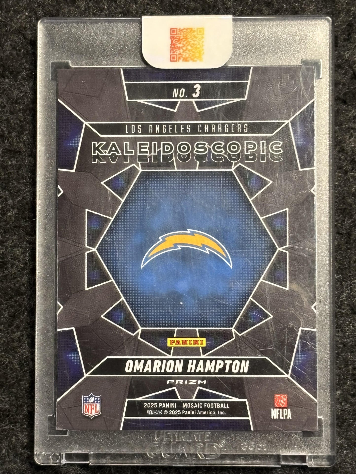 2025 Panini Mosaic #3 Omarion Hampton Kaleidoscopic SSP Los Angeles Chargers