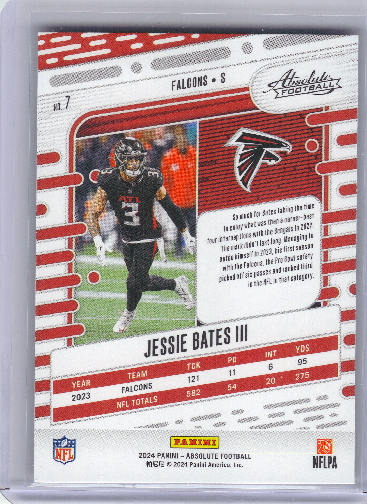 2024 Panini Absolute #7 Jessie Bates III Red and Blue Atlanta Falcons