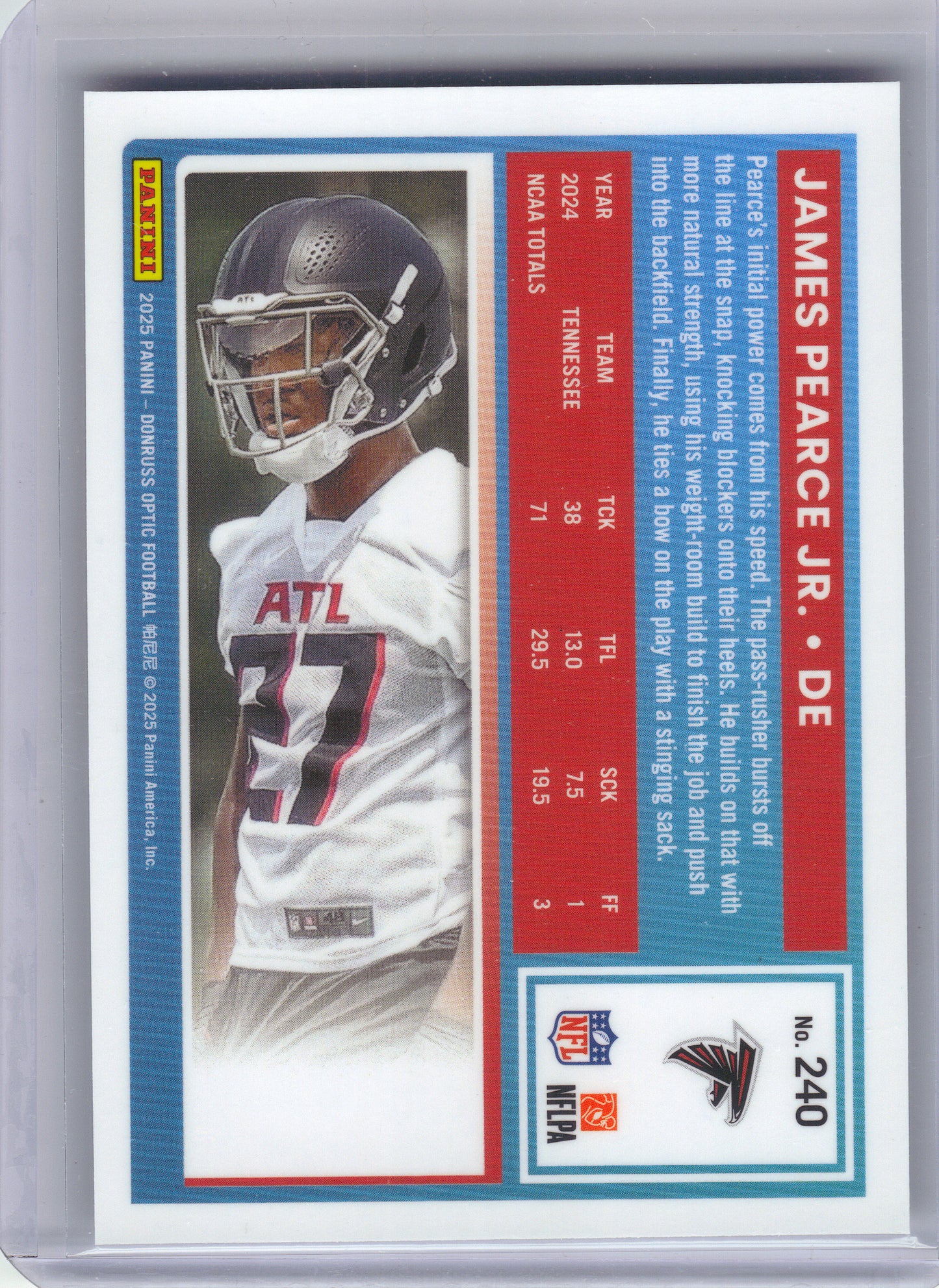 2025 Donruss Optic #240 James Pearce Jr. Atlanta Falcons Rookie
