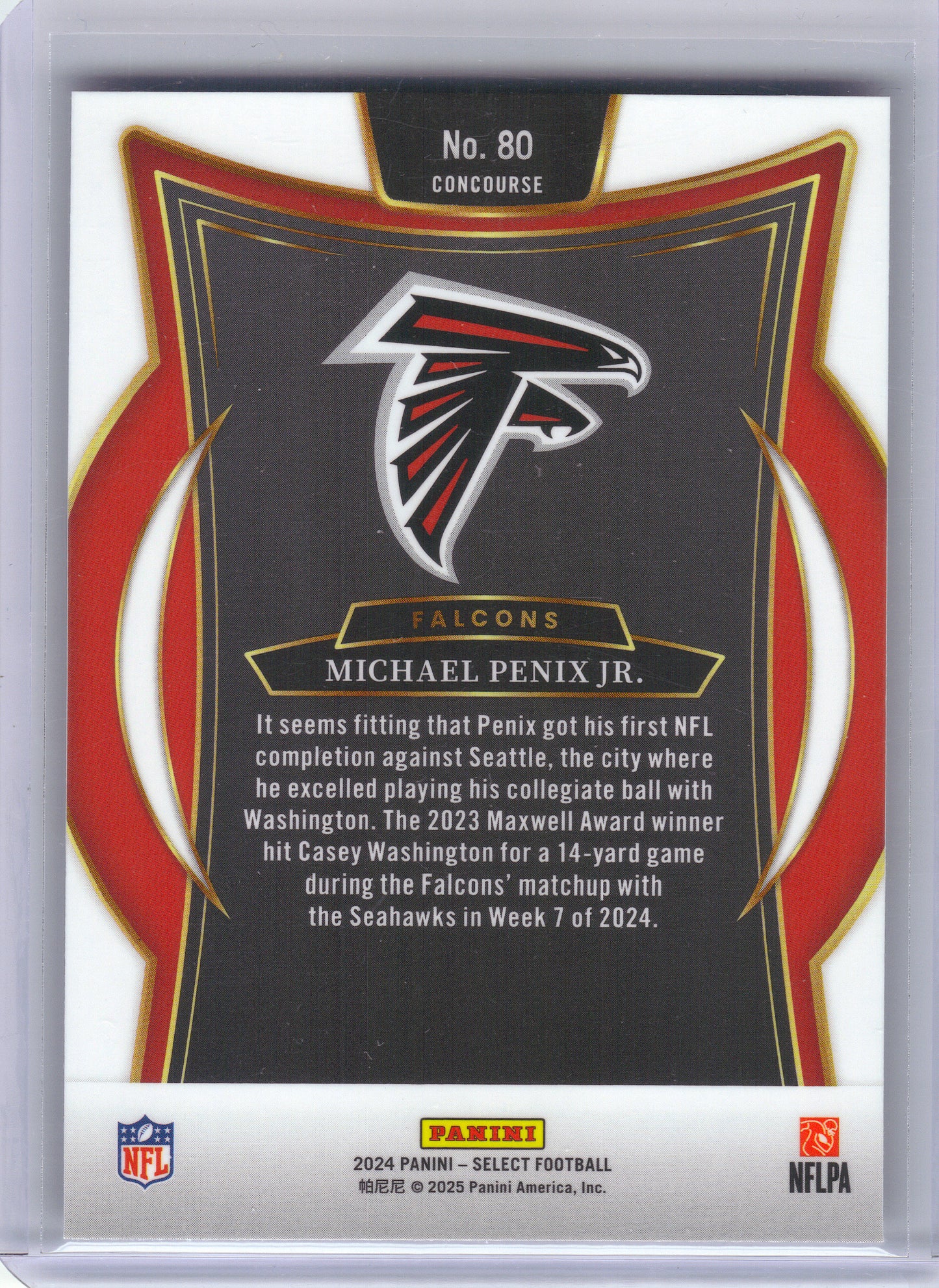 2024 Panini Select #80 Michael Penix Jr. Atlanta Falcons Rookie