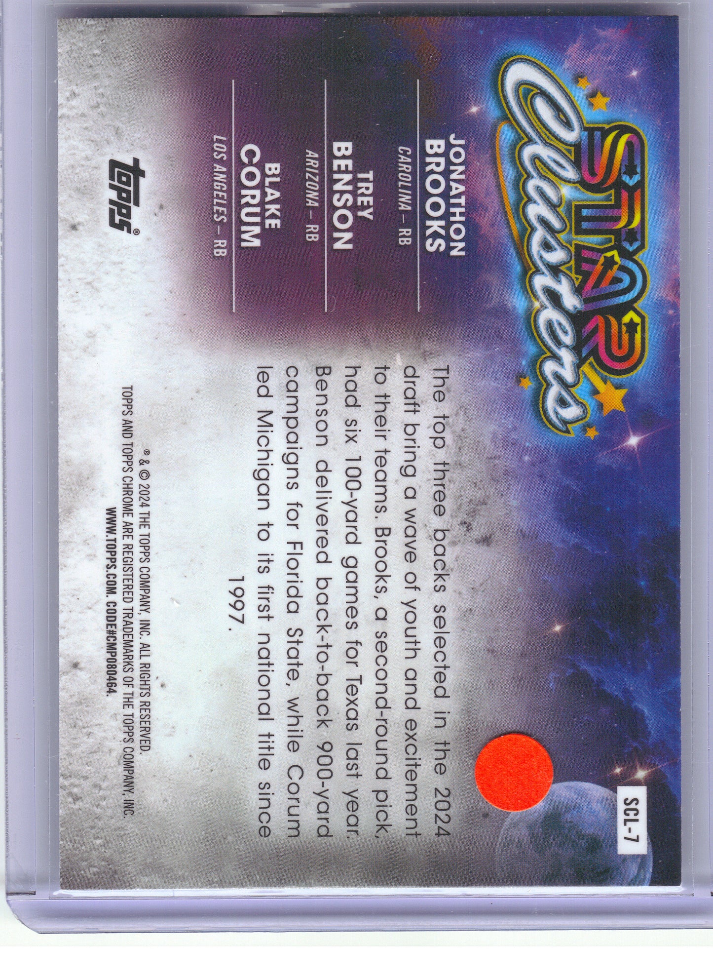 2024 Topps Chrome Cosmic #SCL-7 Blake Corum / Jonathon Brooks / Trey Benson Star Clusters
