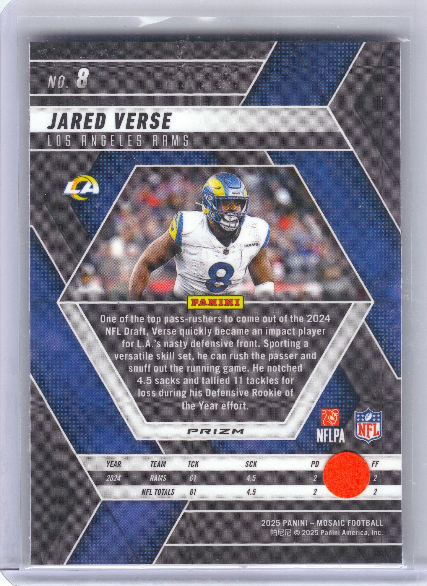 2025 Panini Mosaic #8 Jared Verse Mosaic Camo Pink Los Angeles Rams