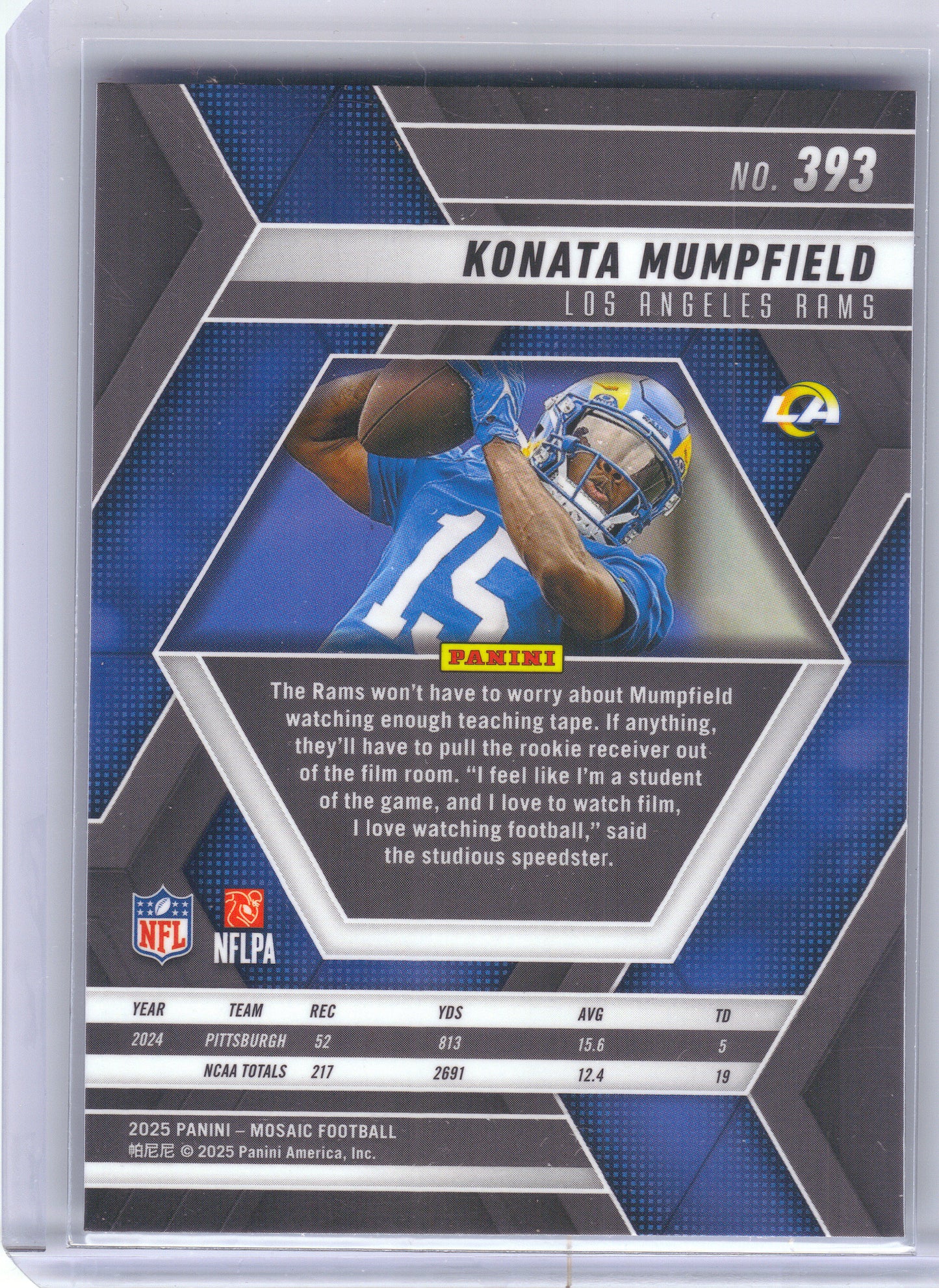 2025 Panini Mosaic #393 Konata Mumpfield Los Angeles Rams Rookie