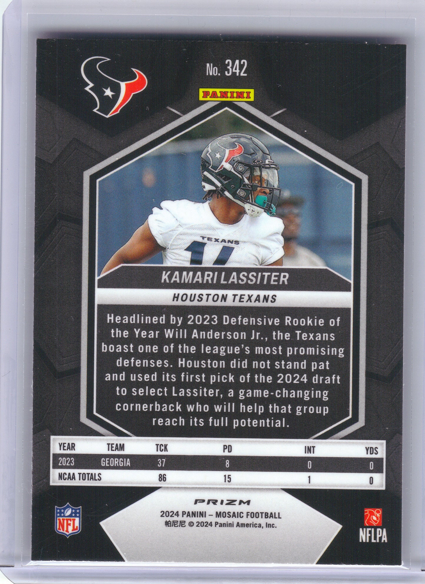 2024 Panini Mosaic #342 Kamari Lassiter Mosaic Camo Pink Houston Texans