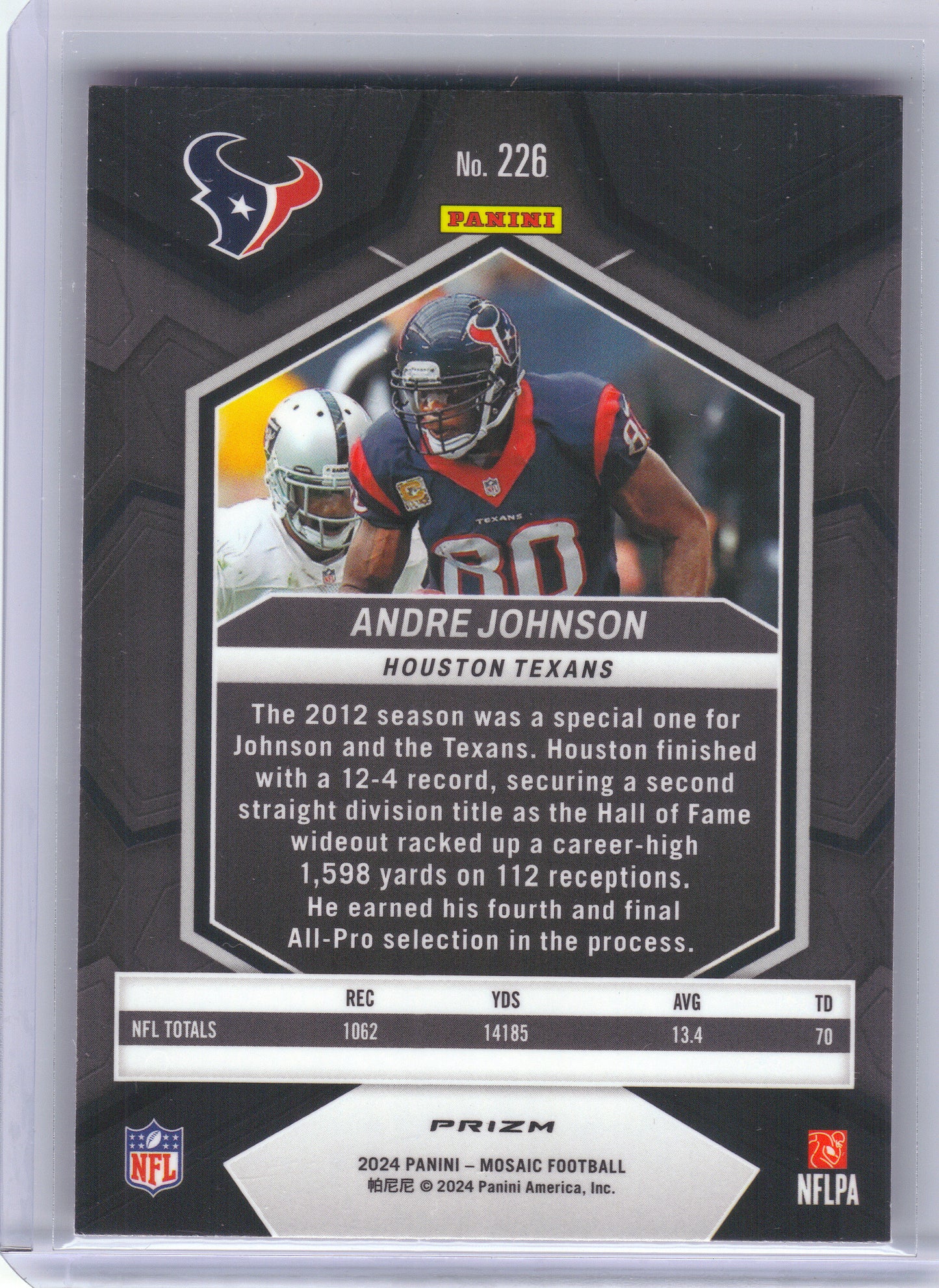 2024 Panini Mosaic #226 Andre Johnson Mosaic Camo Pink Houston Texans