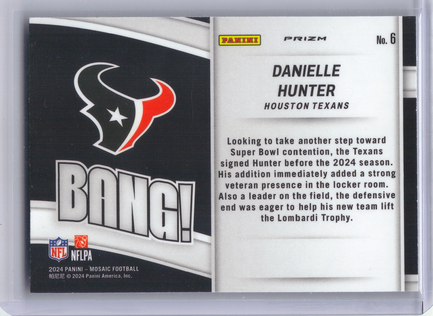 2024 Panini Mosaic #6 Danielle Hunter Bang! Mosaic Green Houston Texans