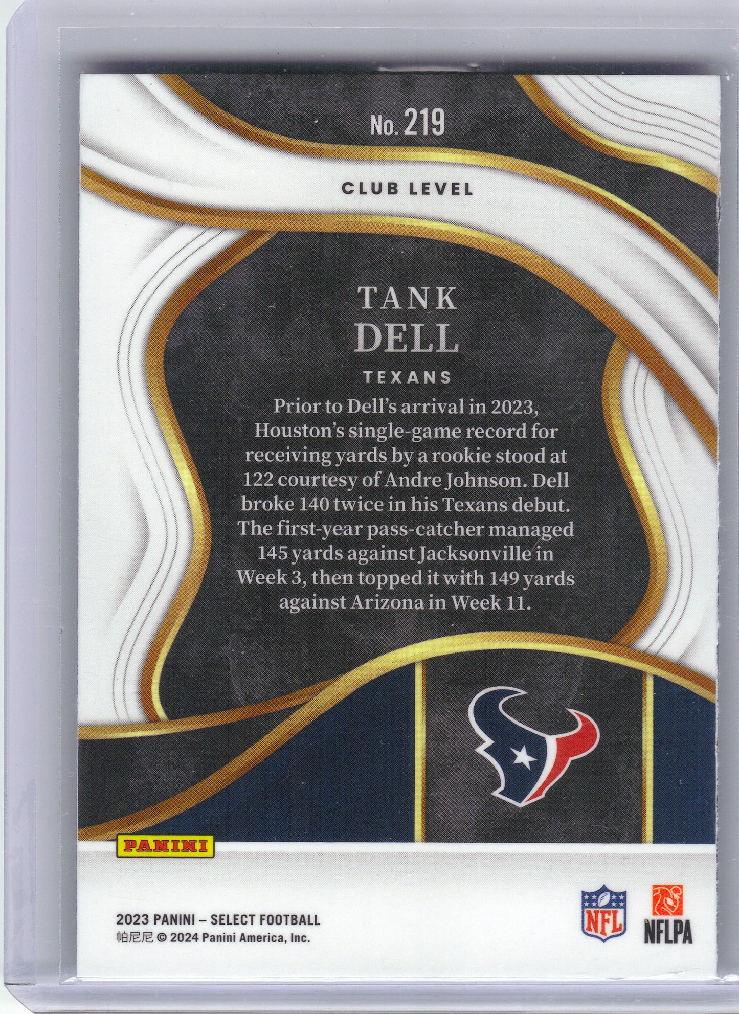2023 Panini Select #219 Tank Dell Houston Texans Rookie