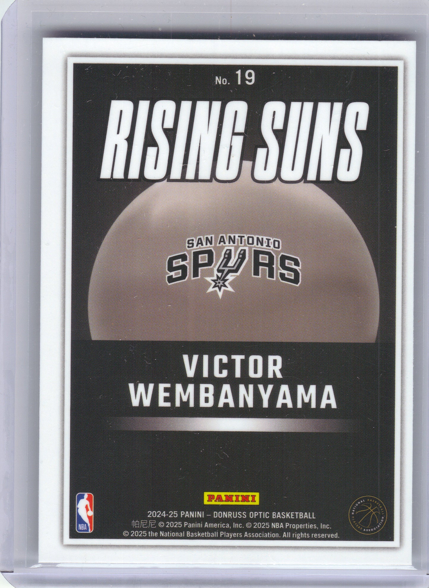 2024-25 Donruss Optic #19 Victor Wembanyama Rising Suns San Antonio Spurs