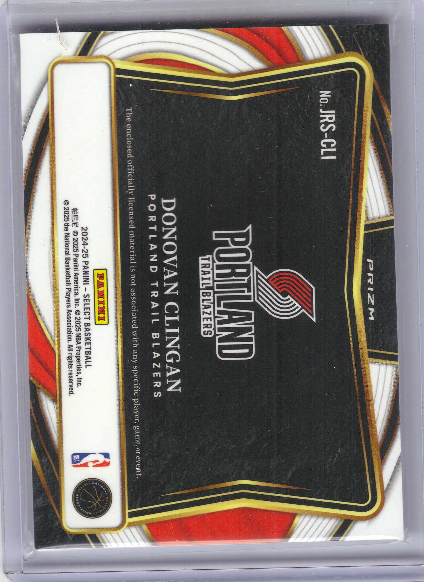 2024-25 Panini Select #JRS-CLI Donovan Clingan Jumbo Rookie Swatches Portland Trail Blazers Memorabilia
