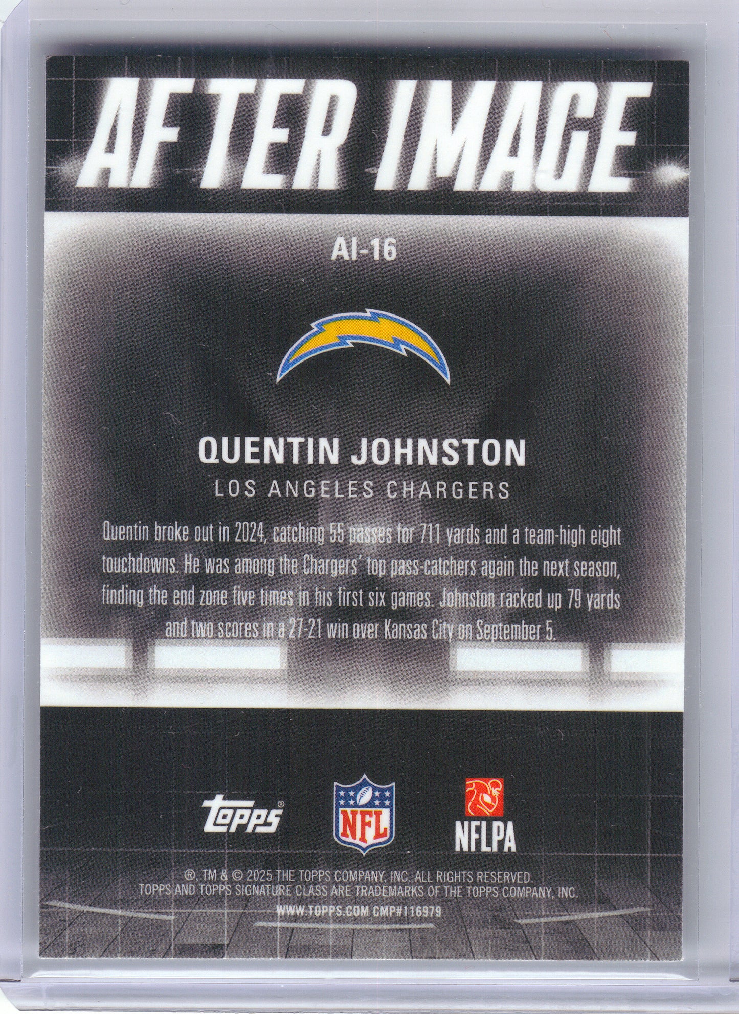 2025 Topps Signature Class #AI-16 Quentin Johnston After Image Los Angeles Chargers
