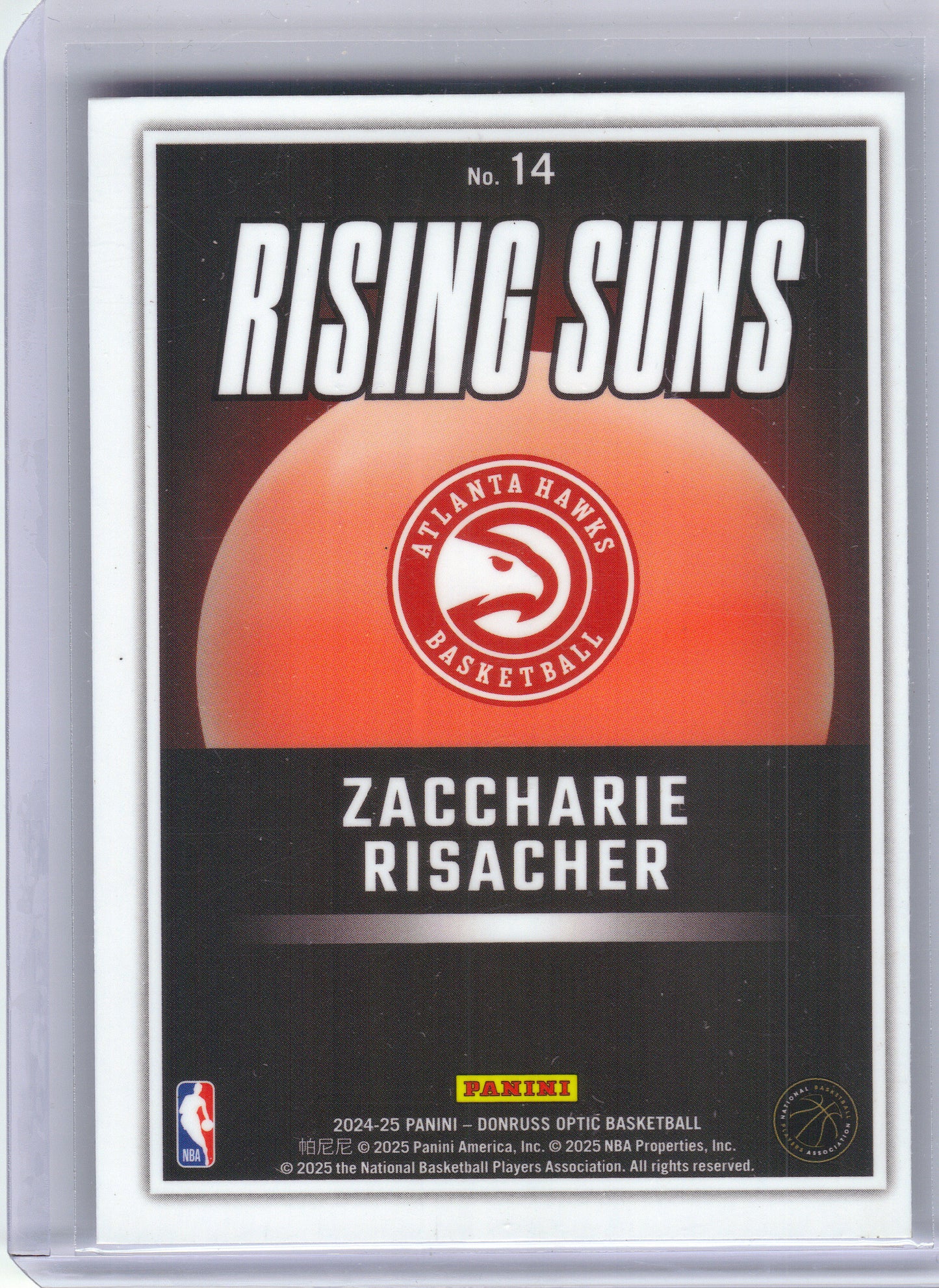 2024-25 Donruss Optic #14 Zaccharie Risacher Rising Suns Atlanta Hawks