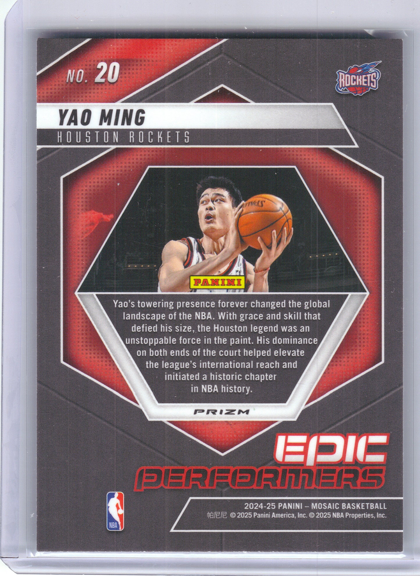 2024-25 Panini Mosaic #20 Yao Ming Epic Performers Mosaic Green Houston Rockets