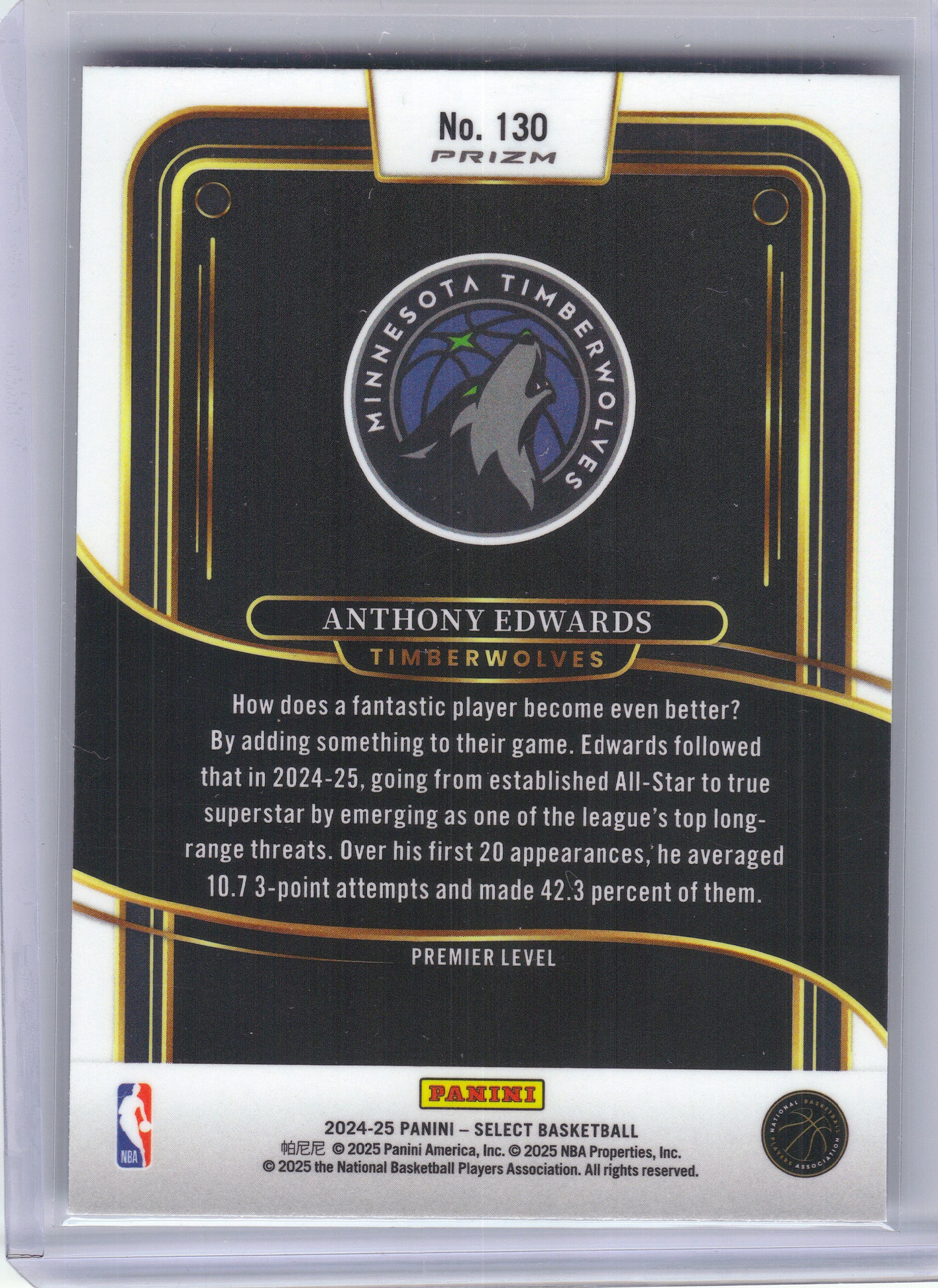 2024-25 Panini Select #130 Anthony Edwards Green Stars Prizm Minnesota Timberwolves