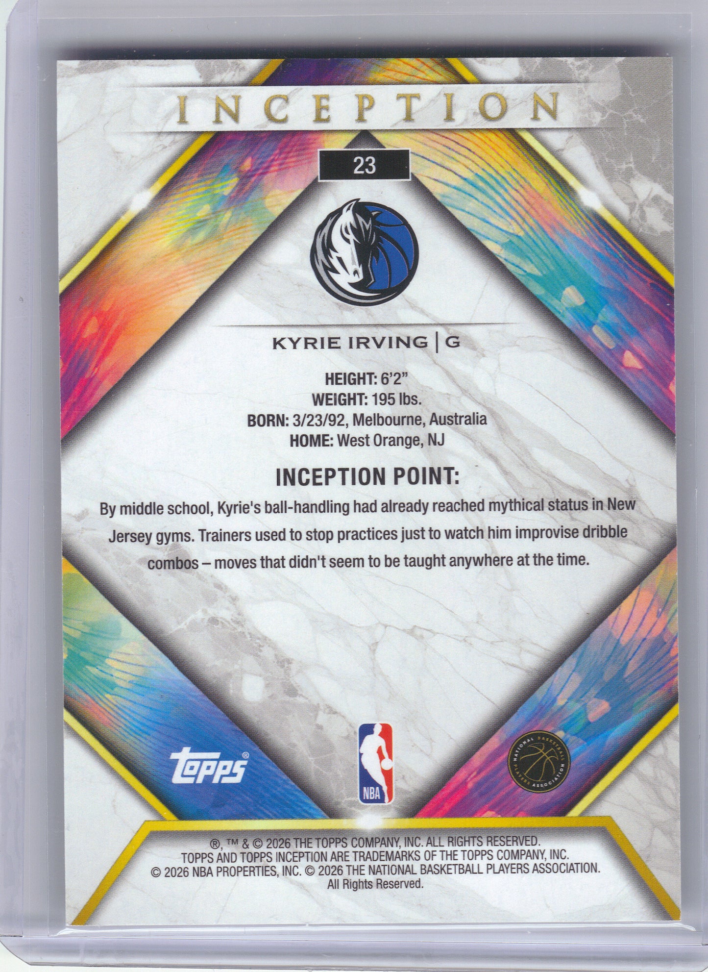 2025-26 Topps Inception #23 Kyrie Irving Dallas Mavericks