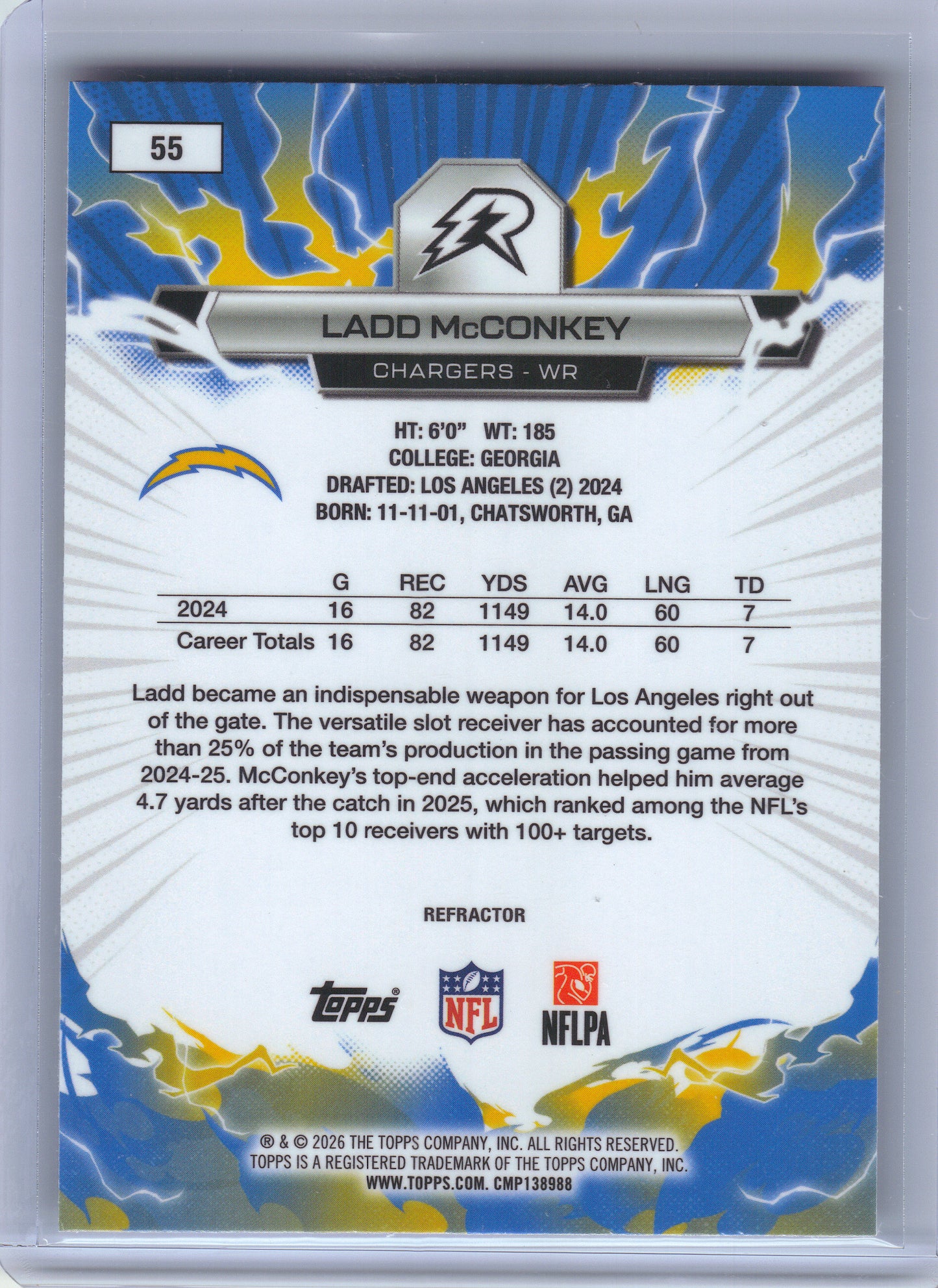 2025 Topps Resurgence #55 Ladd McConkey Refractor Los Angeles Chargers