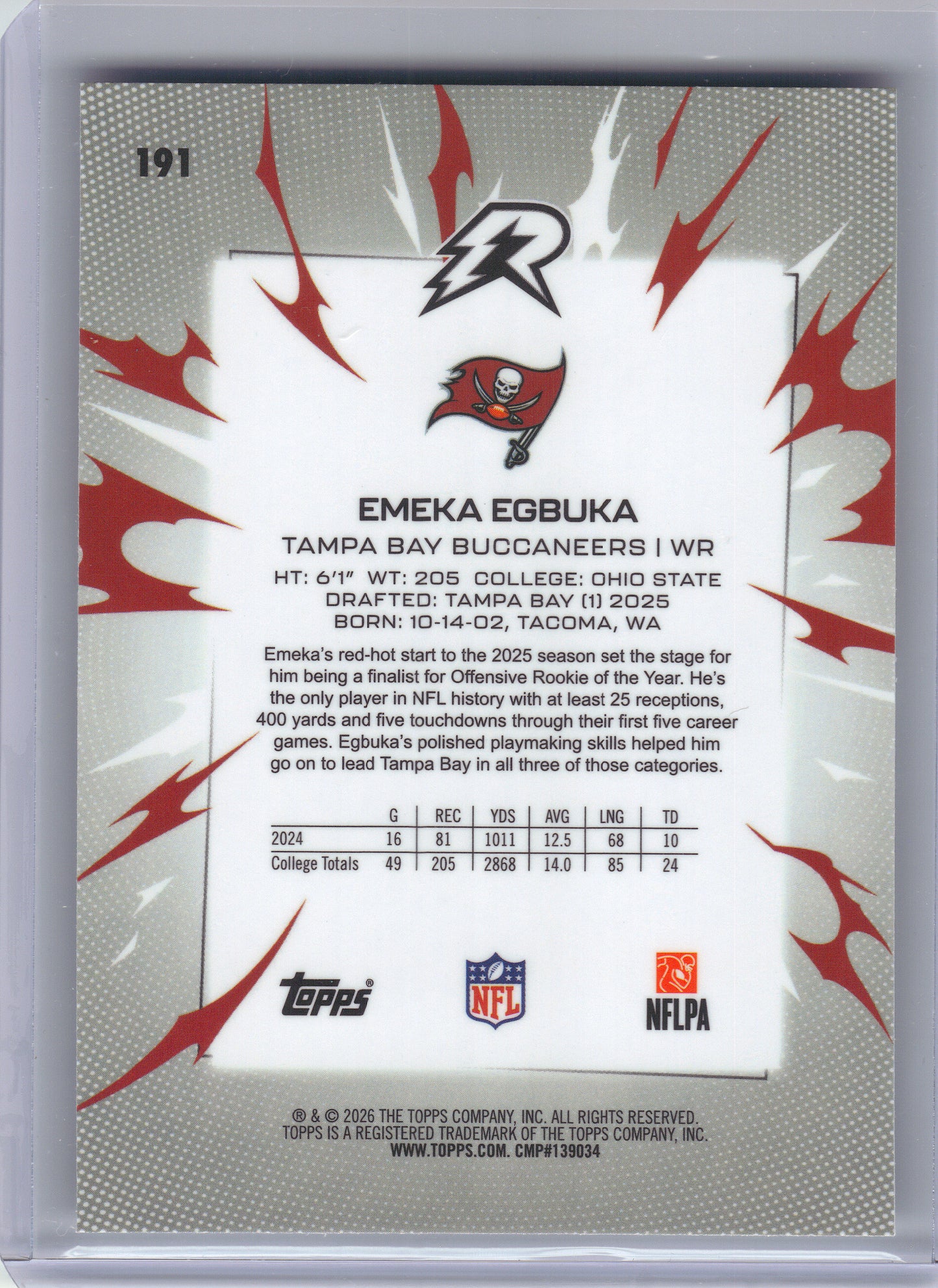 2025 Topps Resurgence #191 Emeka Egbuka Tampa Bay Buccaneers RC