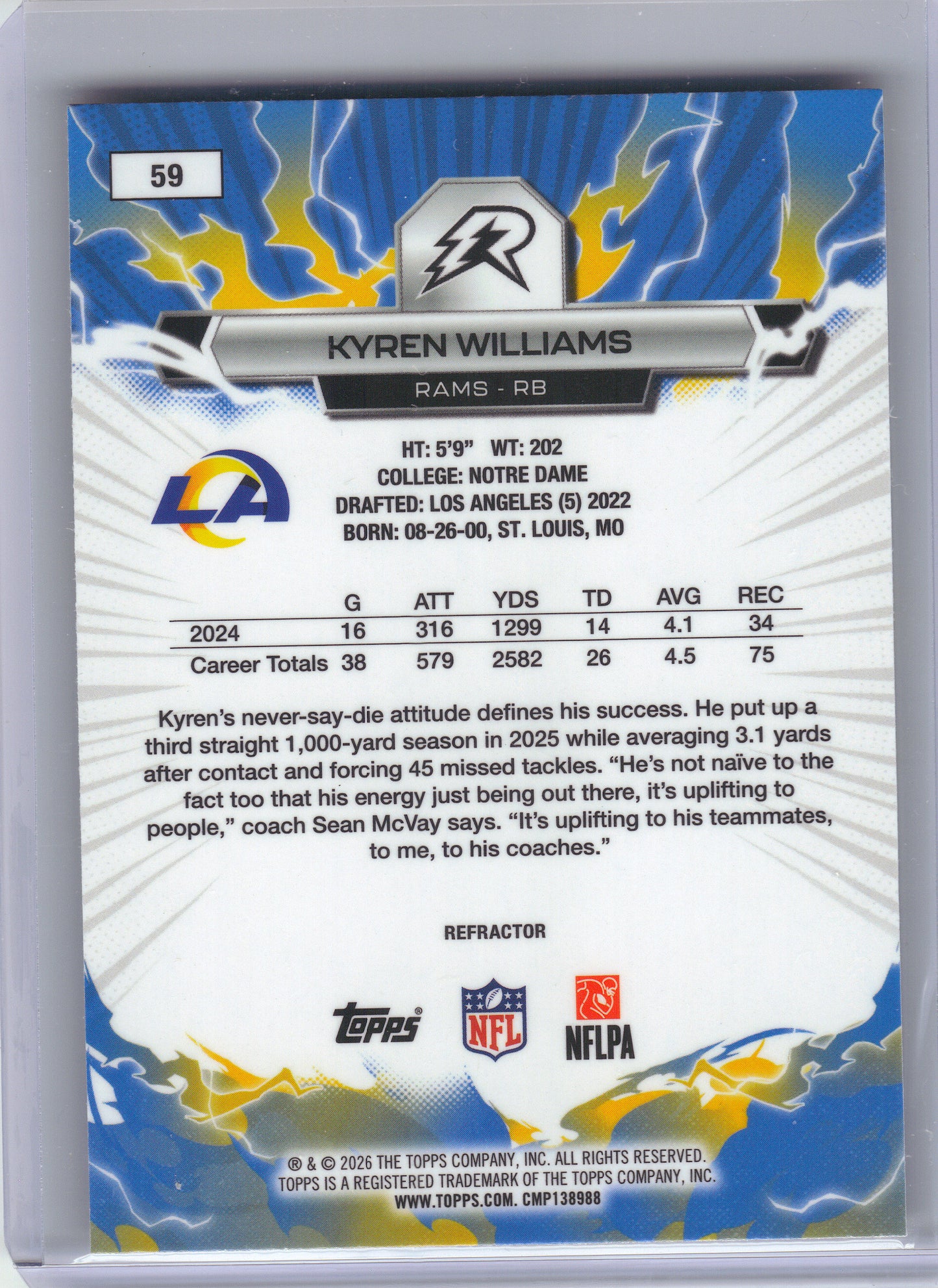 2025 Topps Resurgence #59 Kyren Williams Refractor Los Angeles Rams