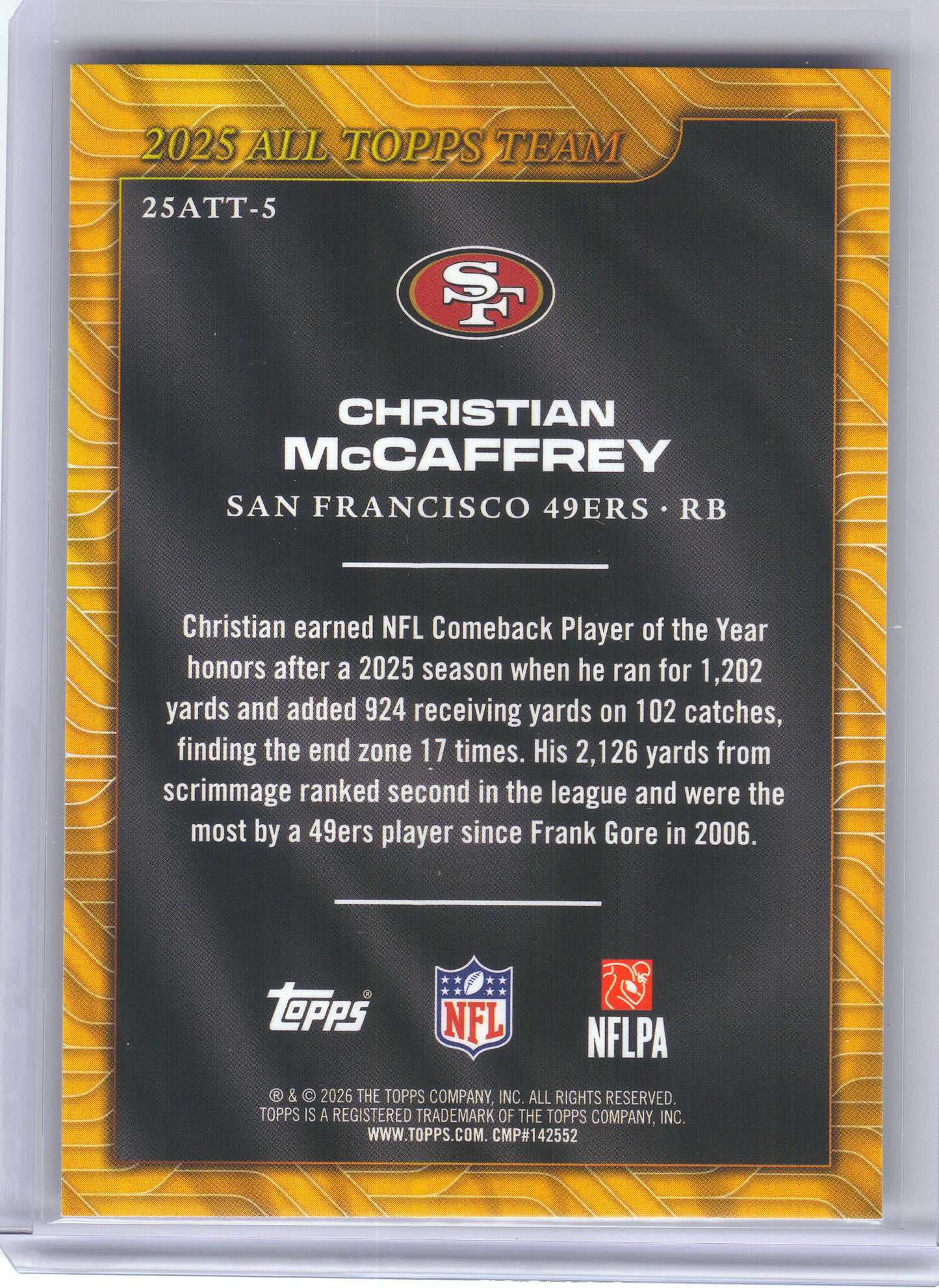 2026 Topps Flagship #25ATT-5 Christian McCaffrey 2025 All Topps Flagship Team San Francisco 49ers