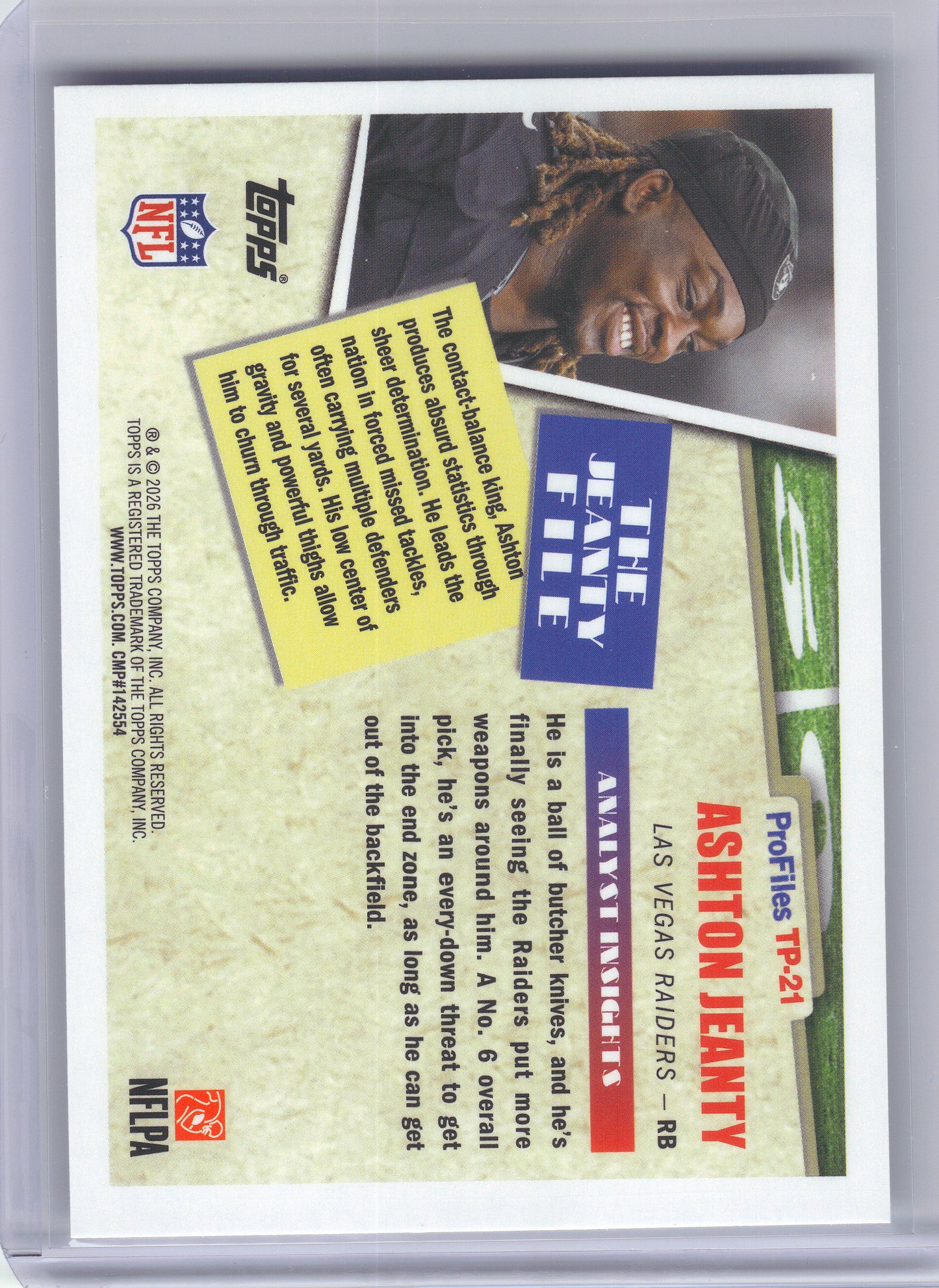 2026 Topps Flagship #TP-21 Ashton Jeanty Topps Flagship Profiles Las Vegas Raiders