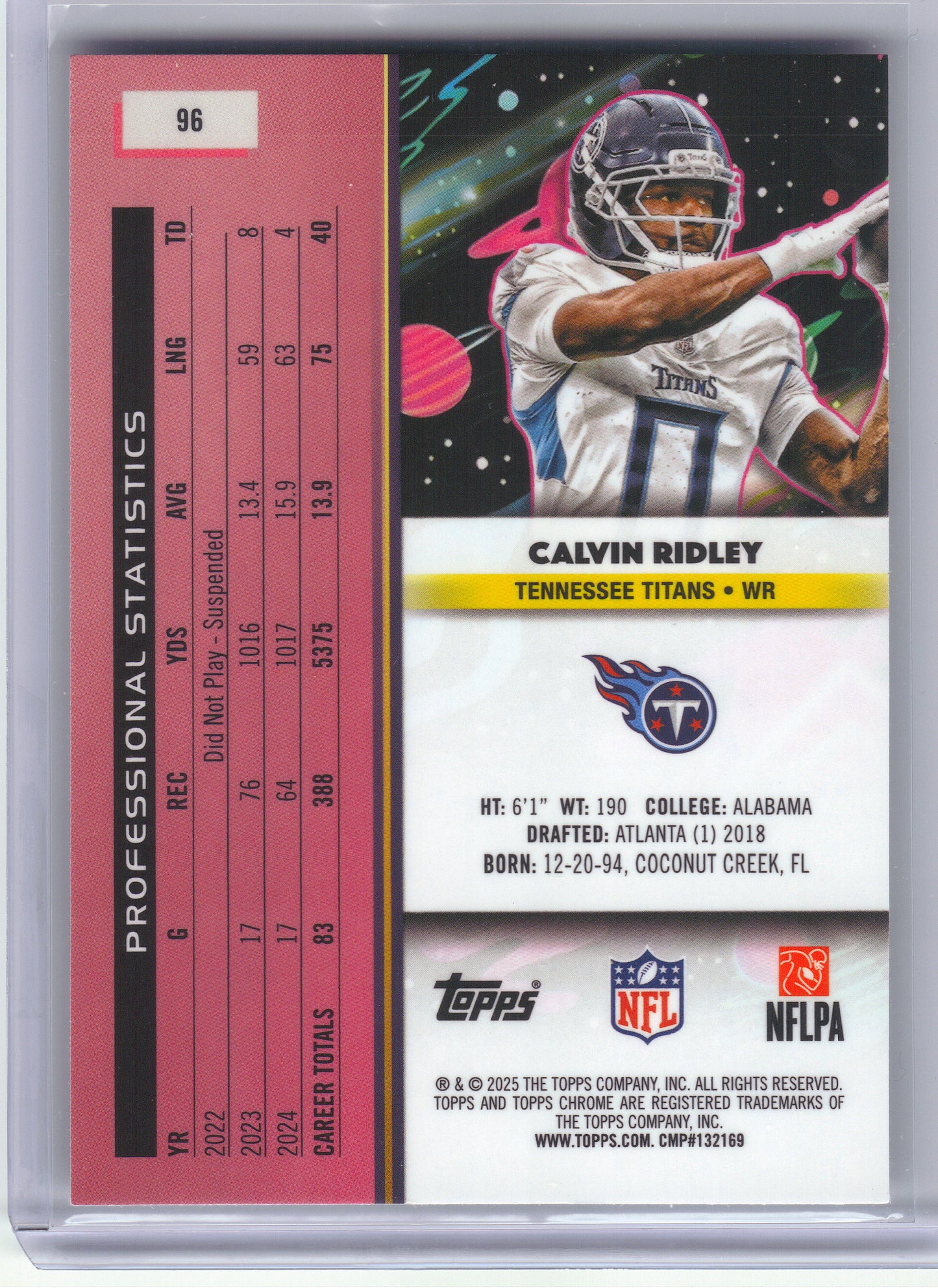 2025 Topps Chrome Cosmic #96 Calvin Ridley Tennessee Titans