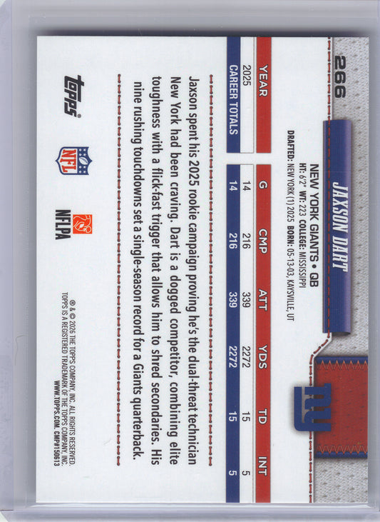 2026 Topps Flagship #266 Jaxson Dart New York Giants