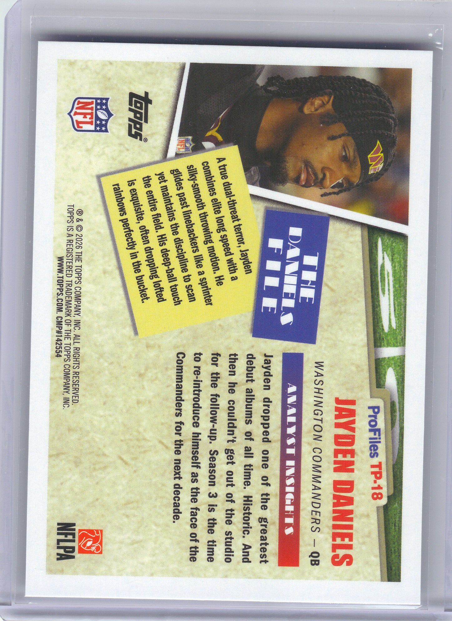 2026 Topps Flagship #TP-18 Jayden Daniels Topps Profiles Washington Commanders
