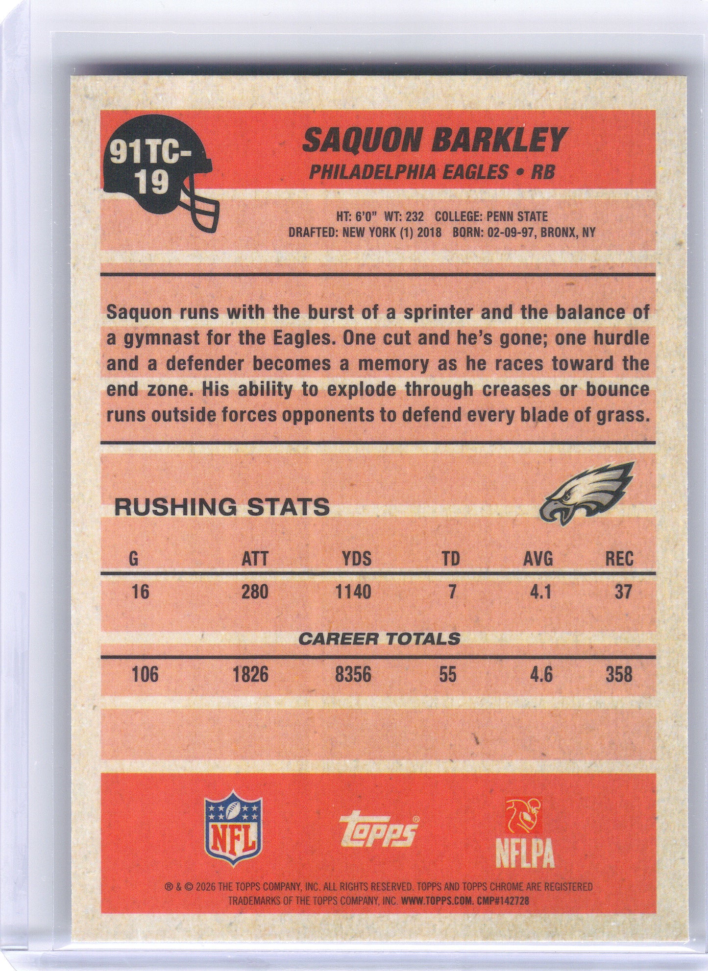 2026 Topps Flagship #TFCC-65 Saquon Barkley The Flagship Collection Chrome Philadelphia Eagles