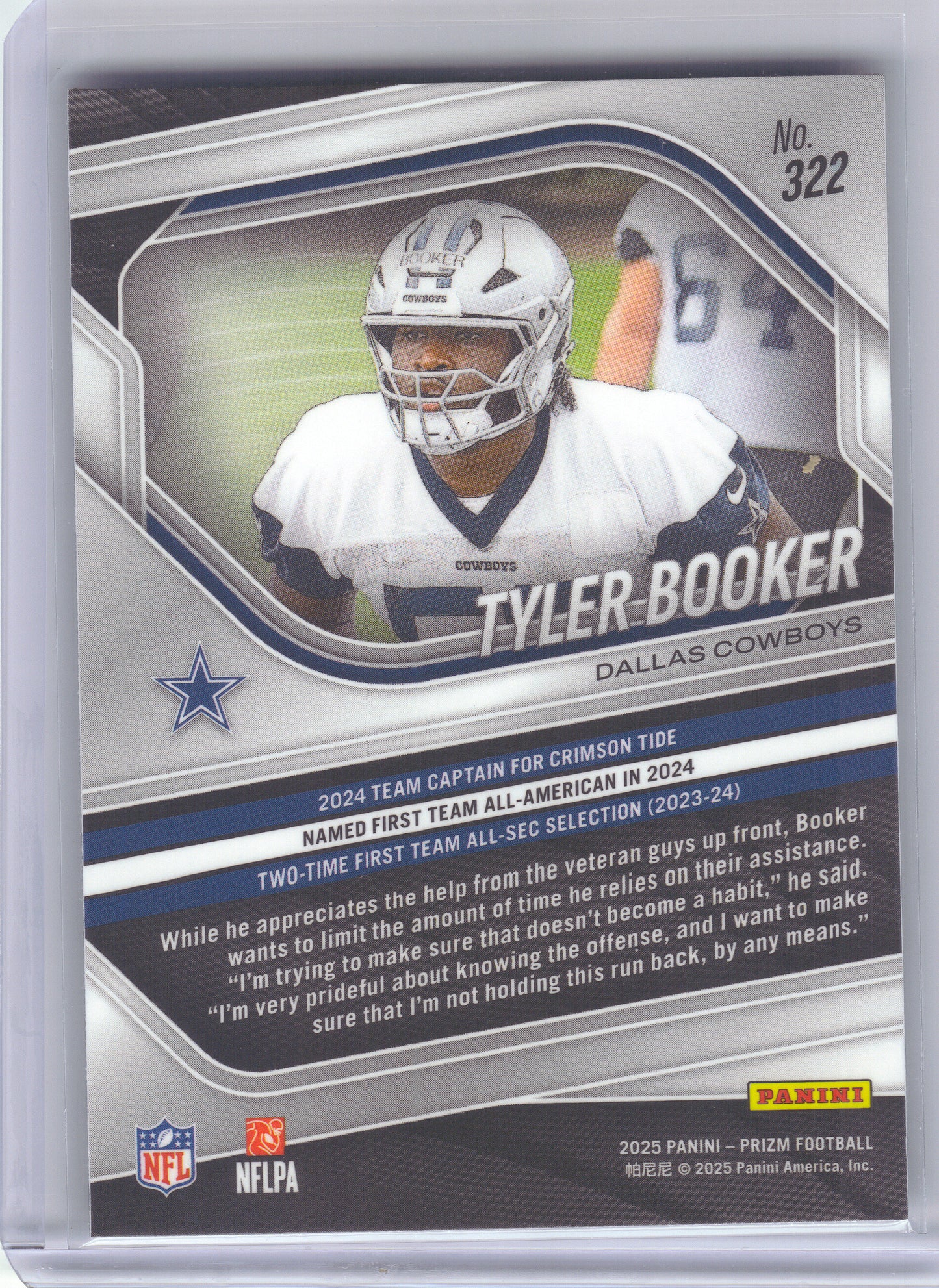 2025 Panini Prizm #322 Tyler Booker Dallas Cowboys RC