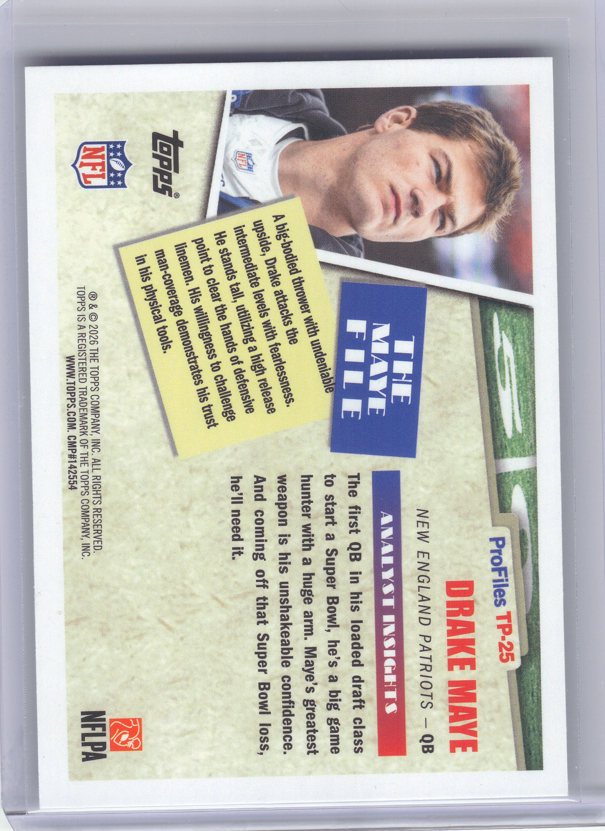 2026 Topps Flagship #TP-25 Drake Maye Topps Profiles New England Patriots