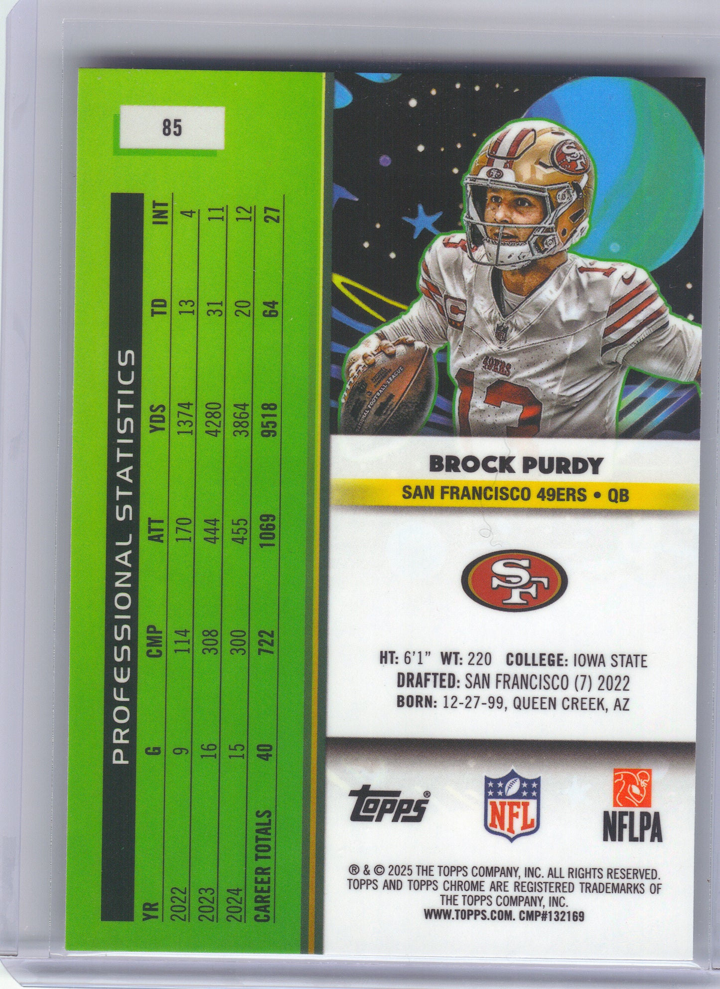 2025 Topps Chrome Cosmic #85 Brock Purdy San Francisco 49ers