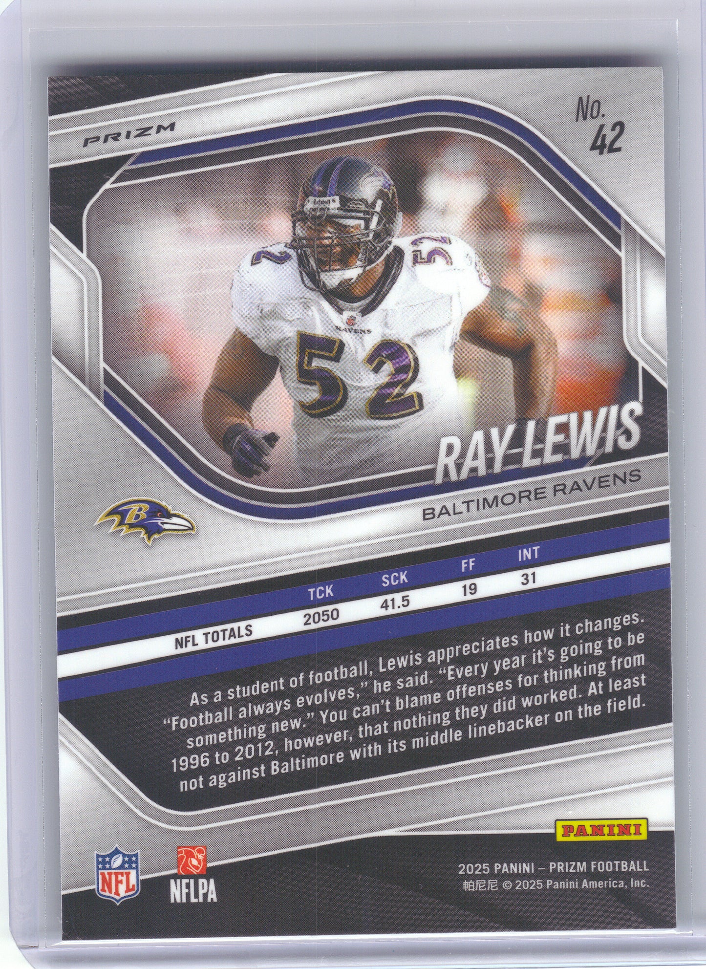 2025 Panini Prizm #42 Ray Lewis Neon Green Pulsar Baltimore Ravens
