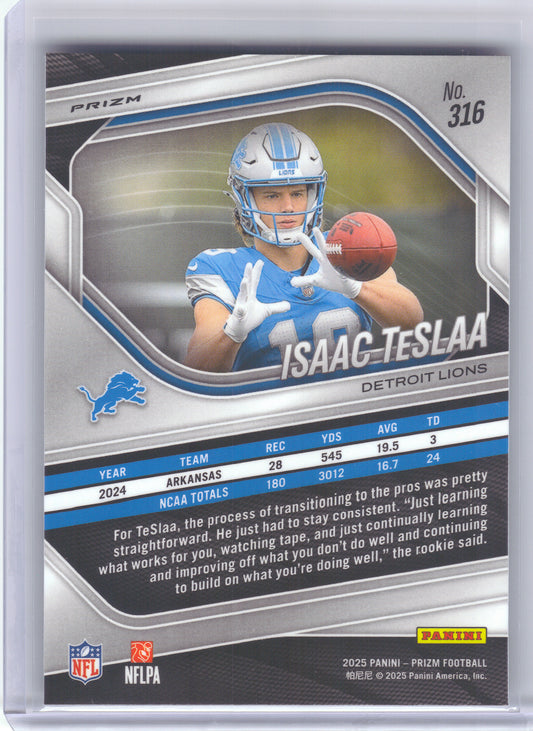 2025 Panini Prizm #316 Isaac TeSlaa Lazer Detroit Lions