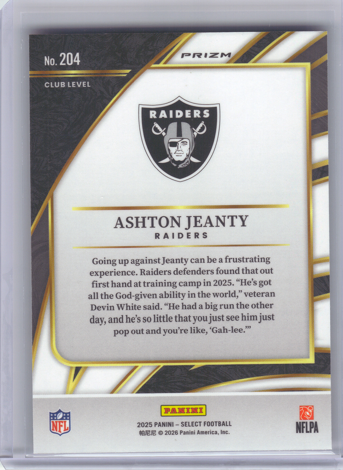 2025 Panini Select #4 Ashton Jeanty Pink Prizm Shock Las Vegas Raiders RC