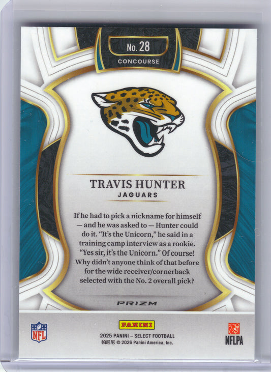2025 Panini Select #28 Travis Hunter Silver Prizm Jacksonville Jaguars RC