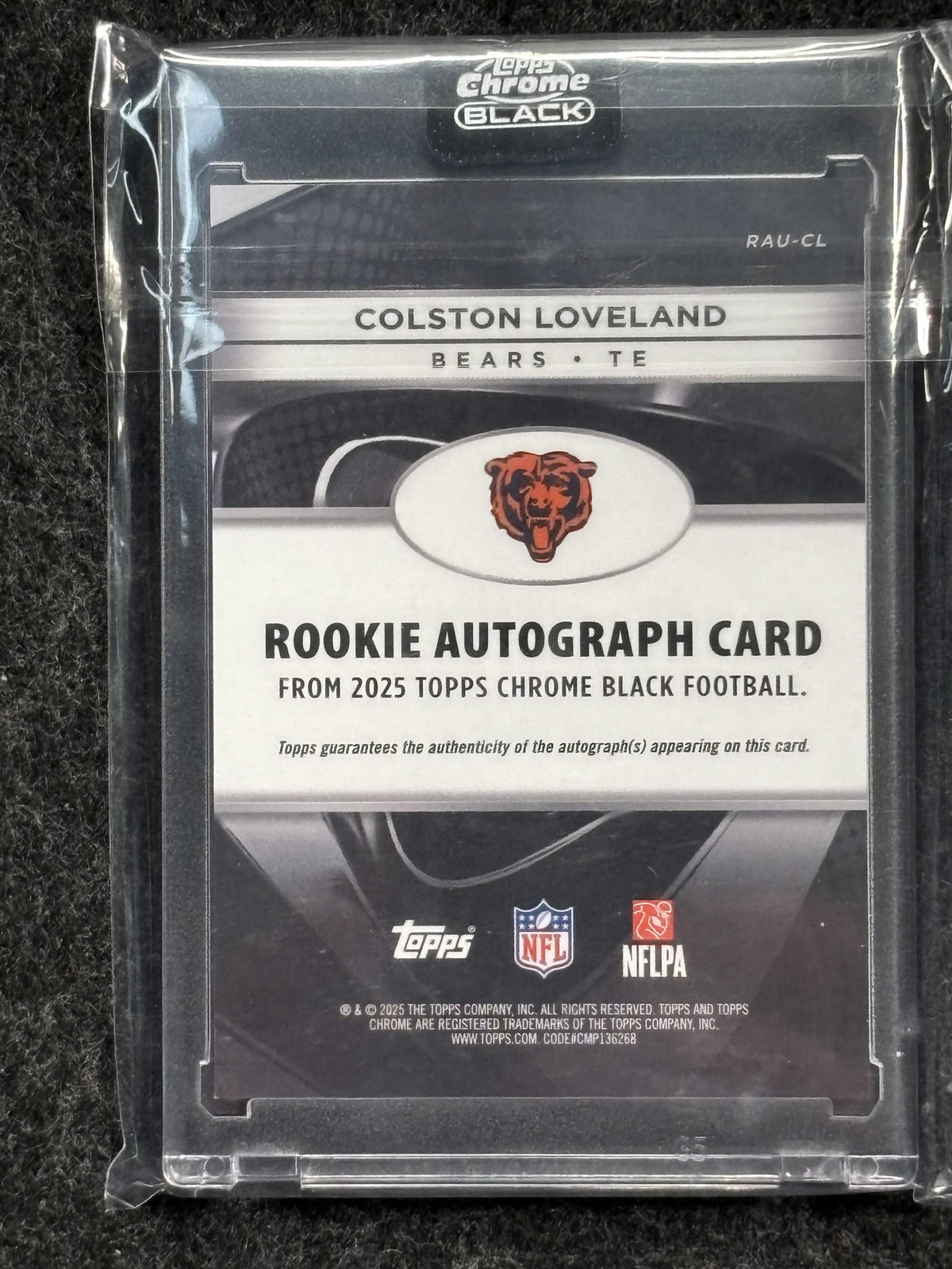 2025 Topps Chrome Black #RAU-CL Colston Loveland Rookie Autographs Chicago Bears AU