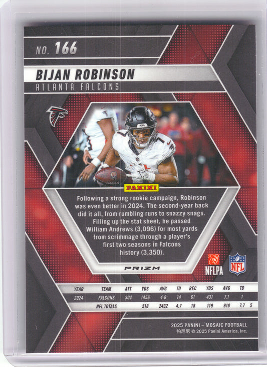 2025 Panini Mosaic #166 Bijan Robinson Honeycomb SSP Atlanta Falcons
