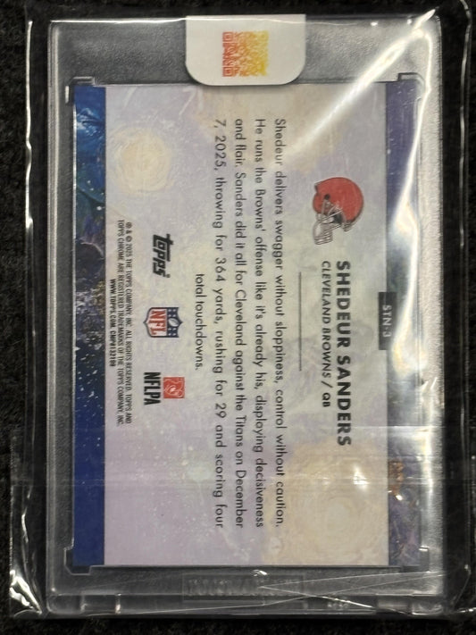 2025 Topps Chrome Cosmic #STN-3 Shedeur Sanders Stars in the Night Orange Galactic Refractor #/25 Cleveland Browns SN
