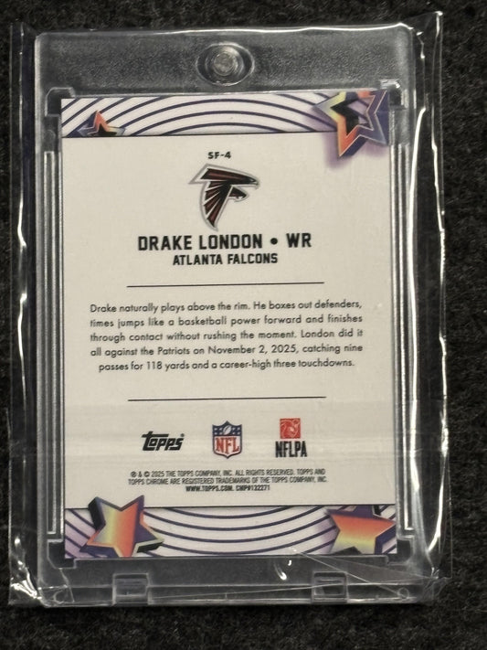 2025 Topps Chrome Cosmic #SF-4 Drake London Starfractor Orange #/25 Atlanta Falcons SN