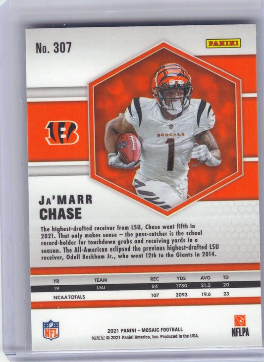 2021 Panini Mosaic #307 Ja'Marr Chase Cincinnati Bengals RC