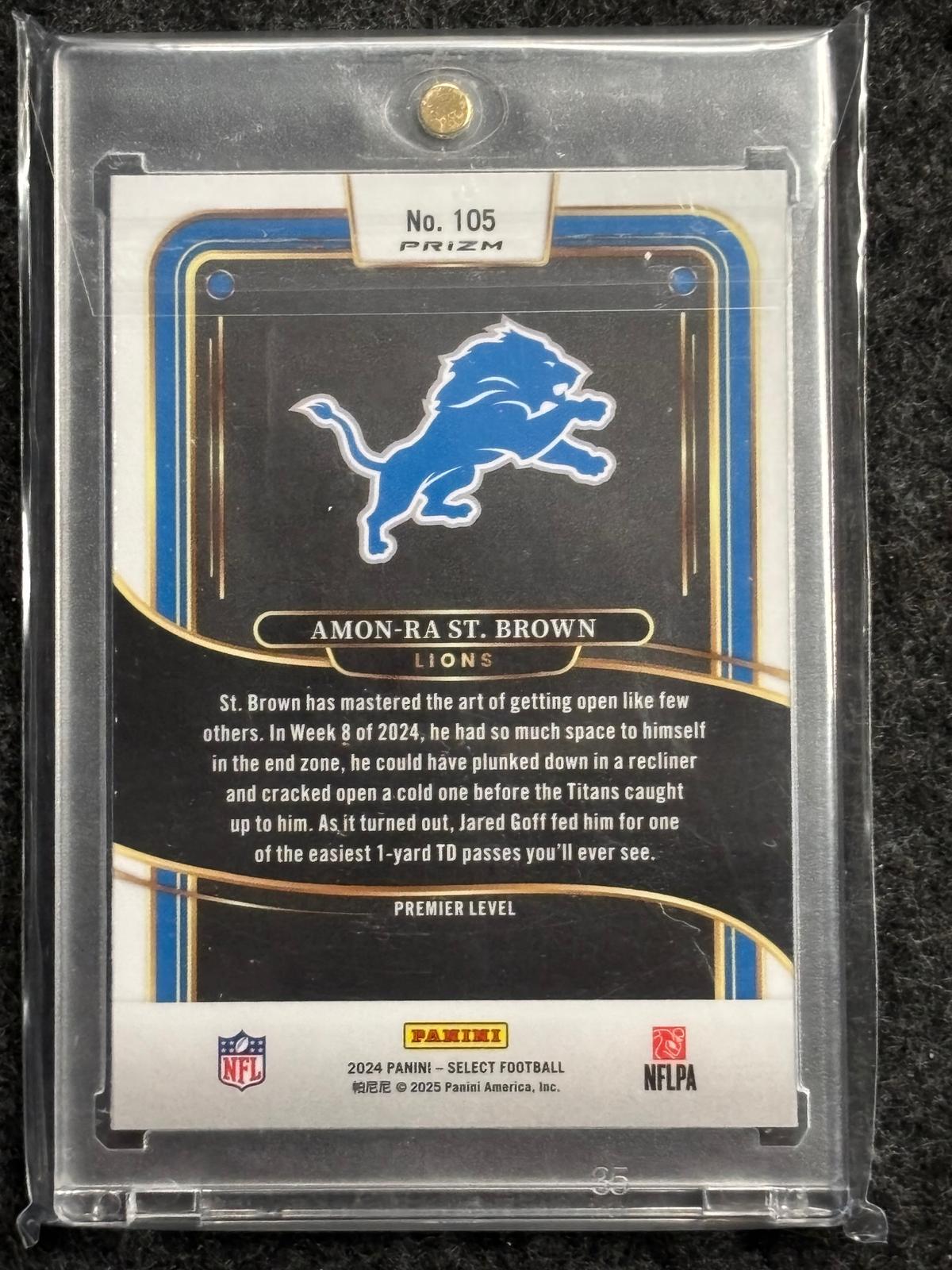 2024 Panini Select #105 Amon-Ra St. Brown Zebra Prizm Detroit Lions