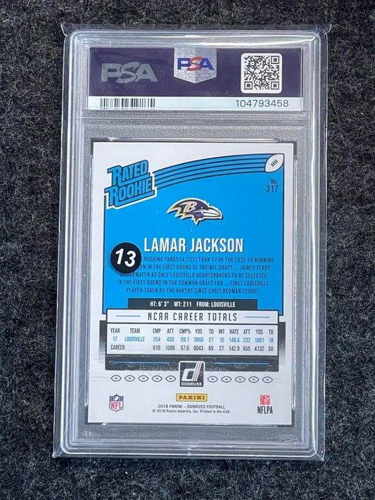 2018 Donruss #317 Lamar Jackson PSA 10 Baltimore Ravens RC