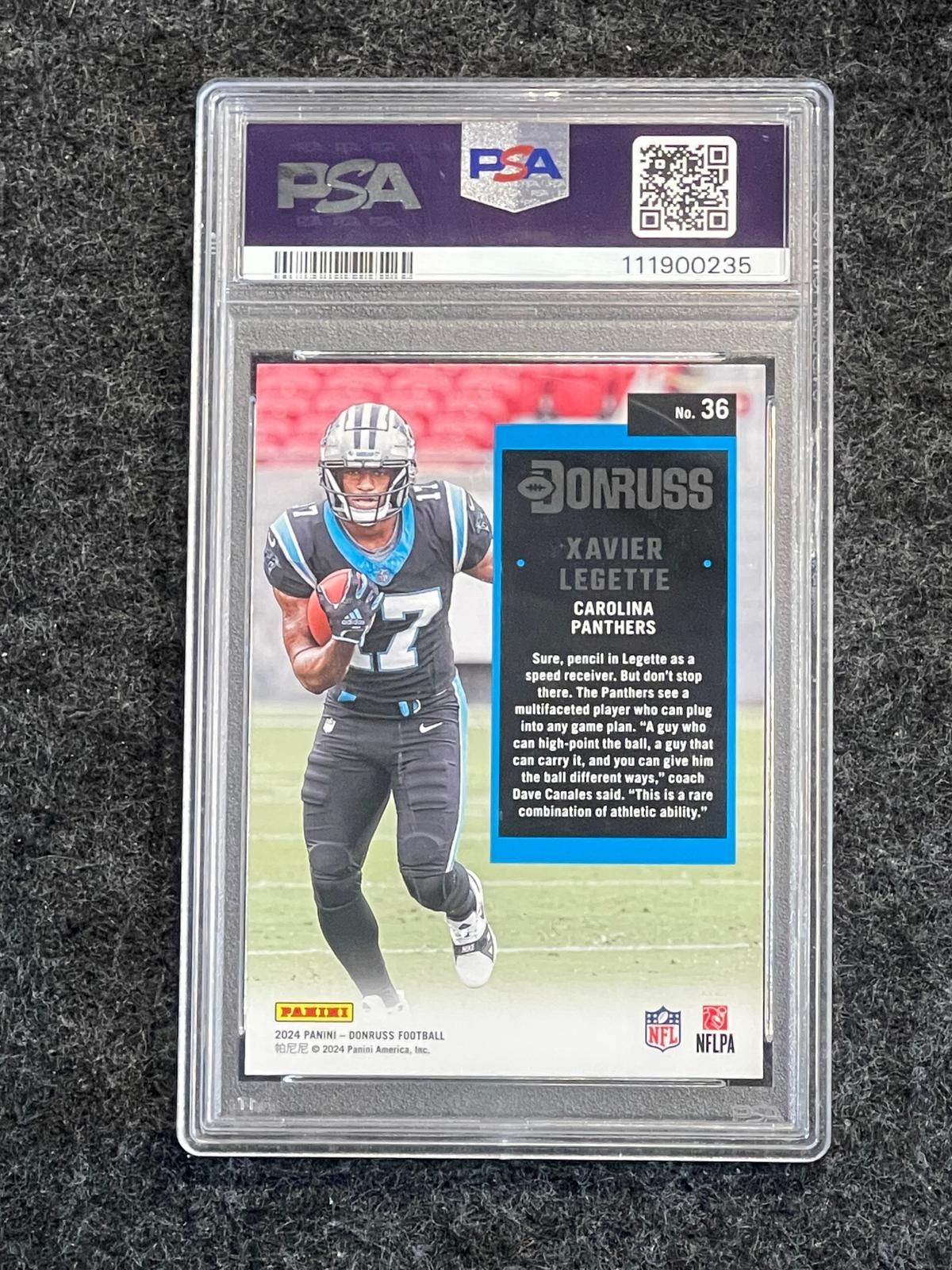 2024 Donruss #36 Xavier Legette Retro 1994 PSA 10 Carolina Panthers