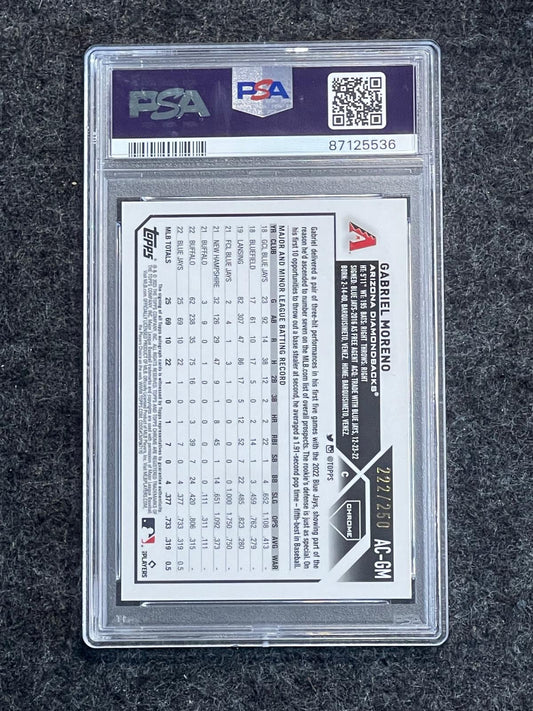 2023 Topps Chrome Update #AC-GM Gabriel Moreno Autographs Purple PSA 10 #/250 Arizona Diamondbacks SN, AU