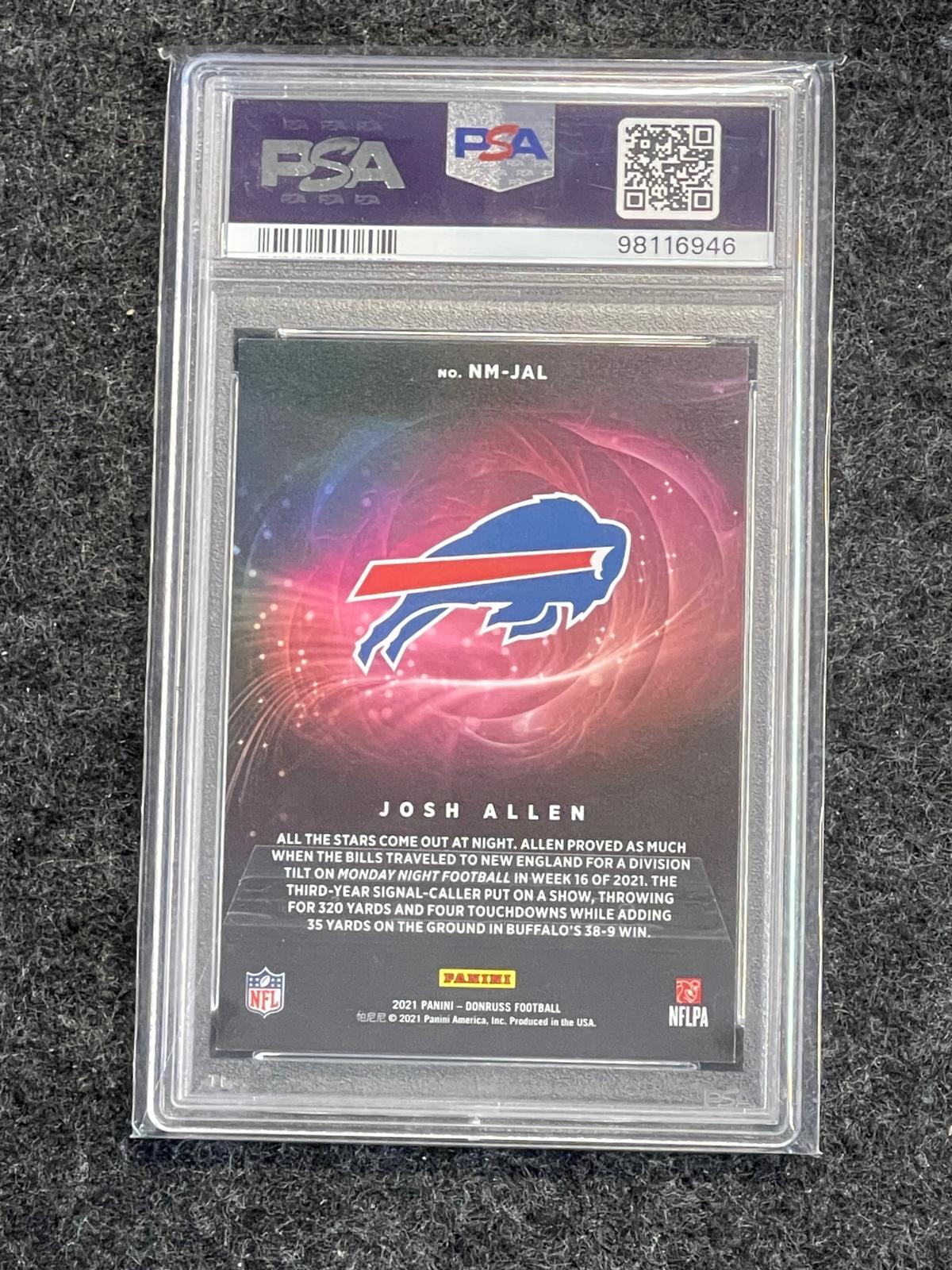 2021 Donruss #NM-JAL Josh Allen Night Moves PSA 8 Buffalo Bills
