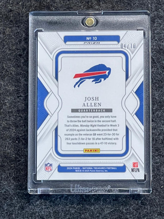 2024 Panini National Treasures #10 Josh Allen Emerald #/10 Buffalo Bills SN