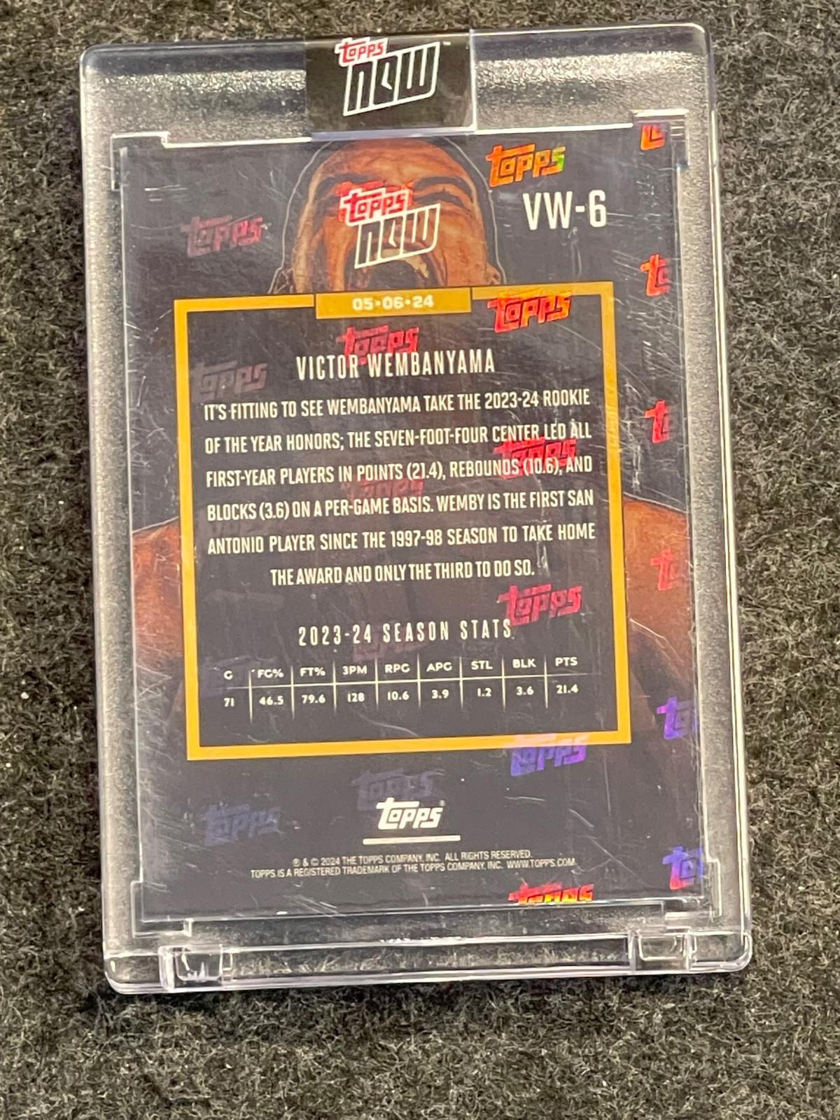 2023-24 Topps Now #VW-6 Victor Wembanyama San Antonio Spurs