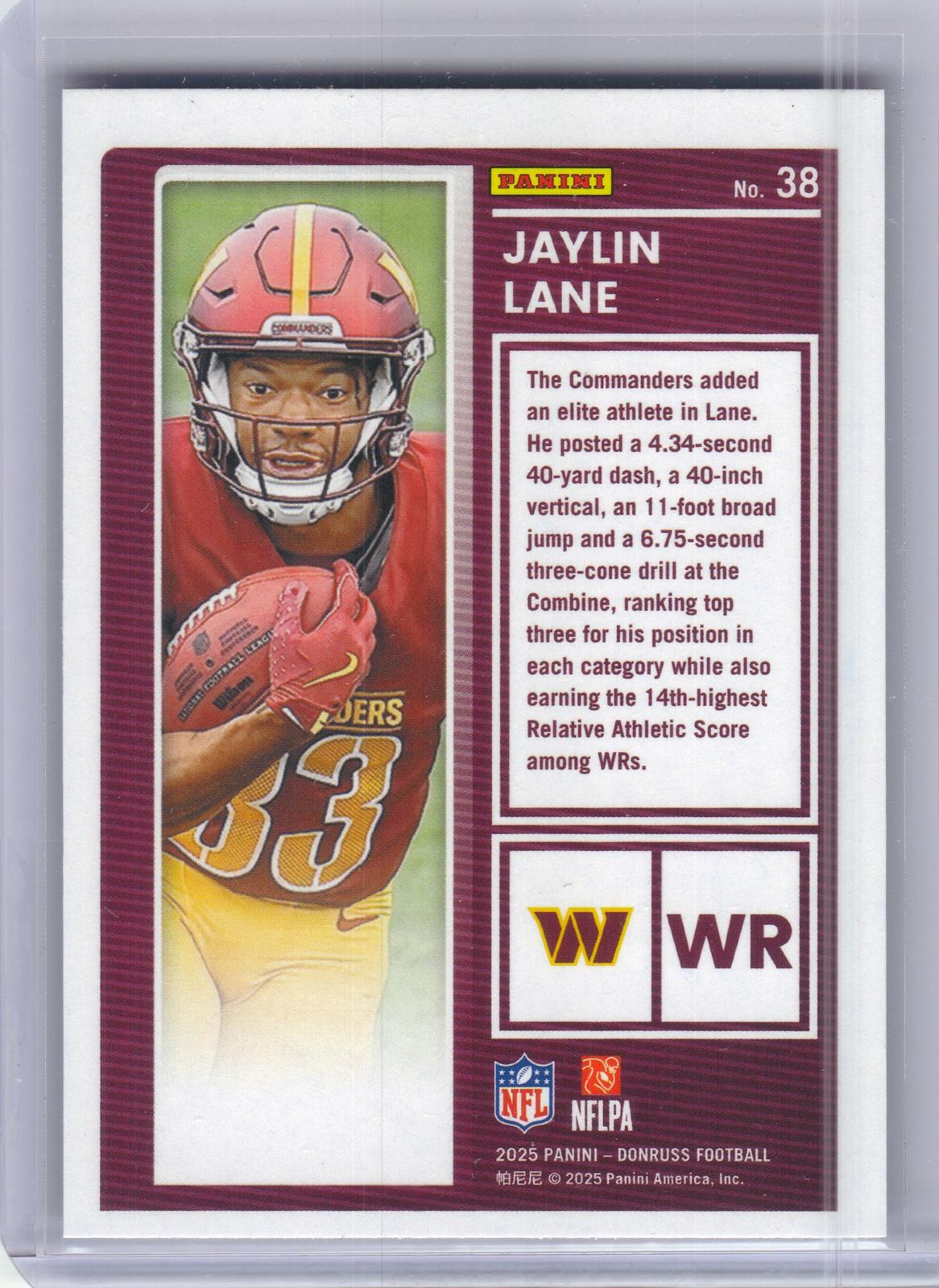2025 Donruss #38 Jaylin Lane The Rookies Washington Commanders